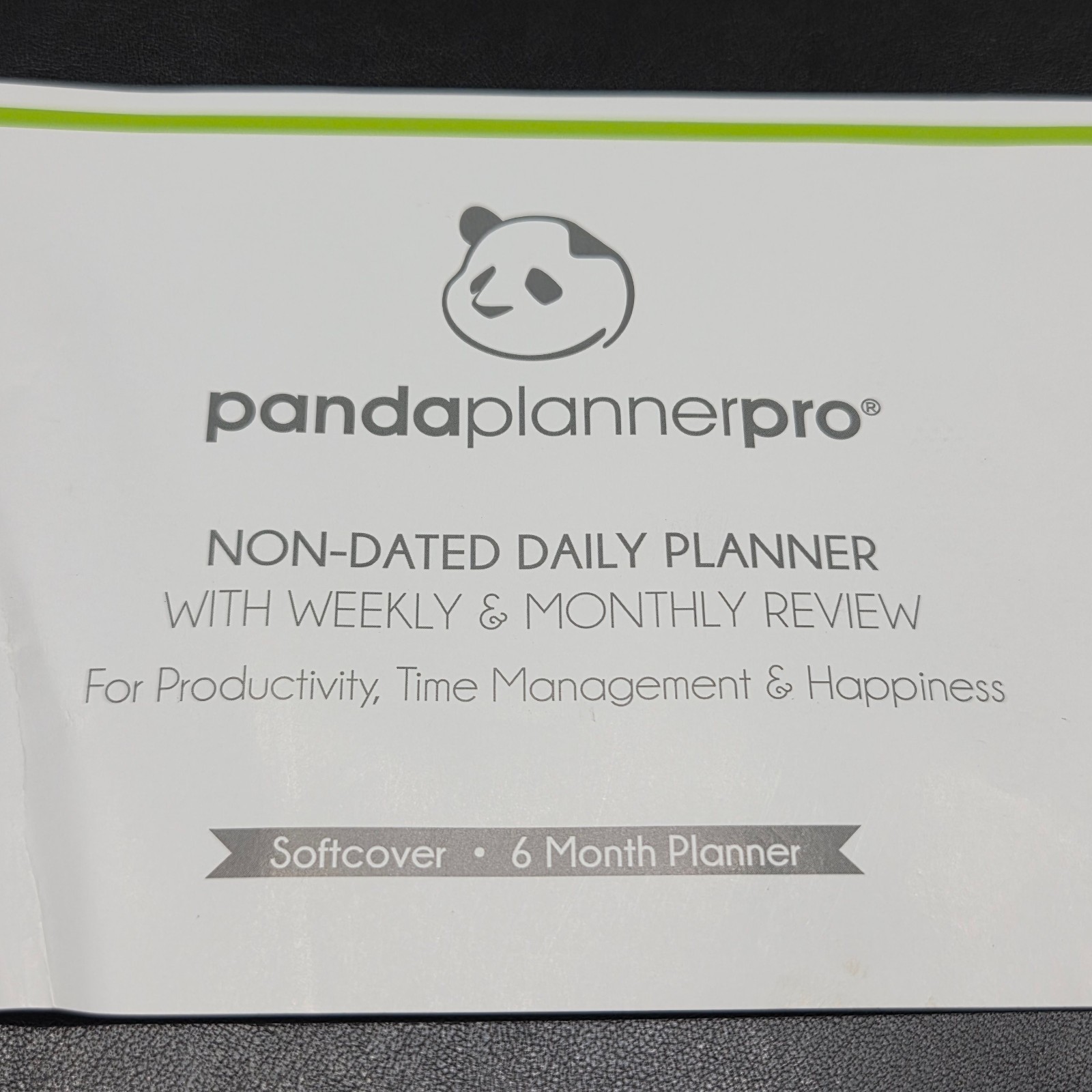 Panda Planner Pro Non-Dated 6 Month Weekly Daily Softcover Black Lg 8.5″ x 11″