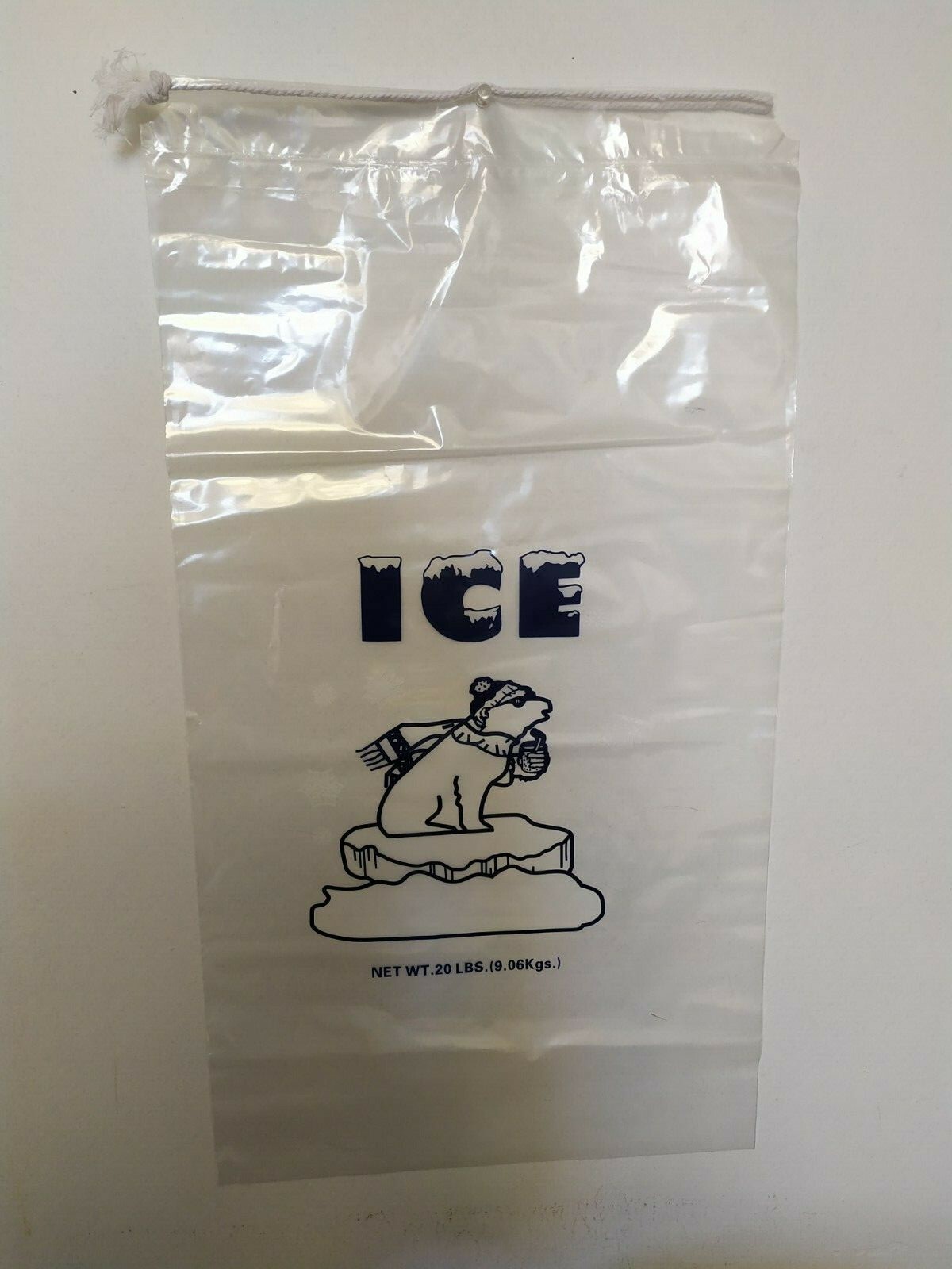 20 LB LBS Commercial Ice Bags Bag w/ Drawstring 5/10/25/35/50/100/…300/400/500