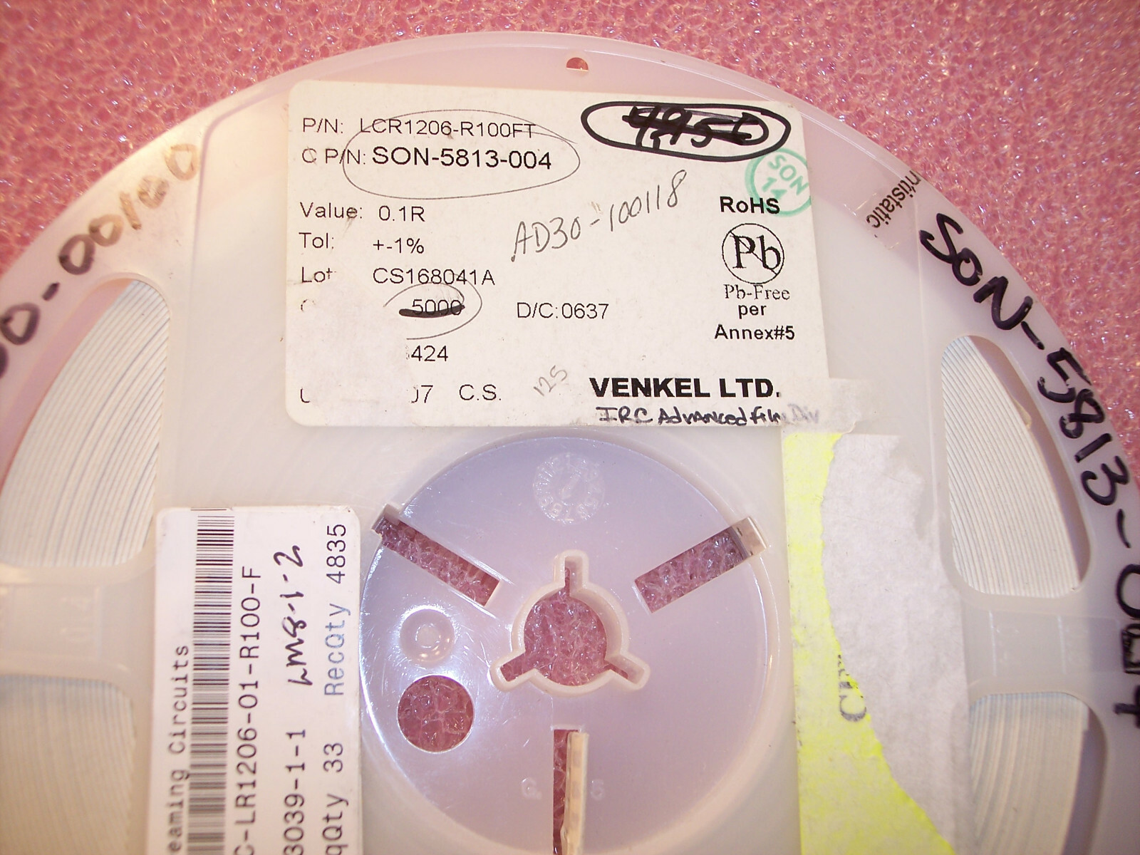 QTY (100) .1 Ohm 1/4W 1% 1206 CURRENT SENSING RESISTORS LCR1206-R100FT VENKEL