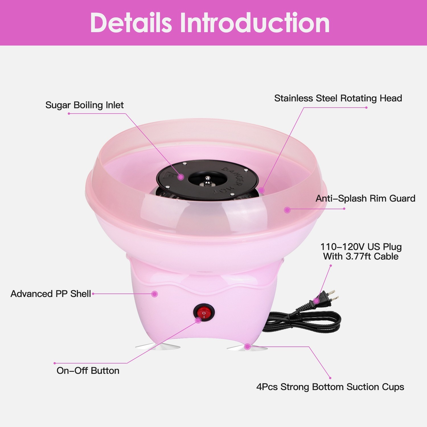 400W Electric Cotton Candy Machine w/ Sugar Scoop for Birthday Family Party Gift