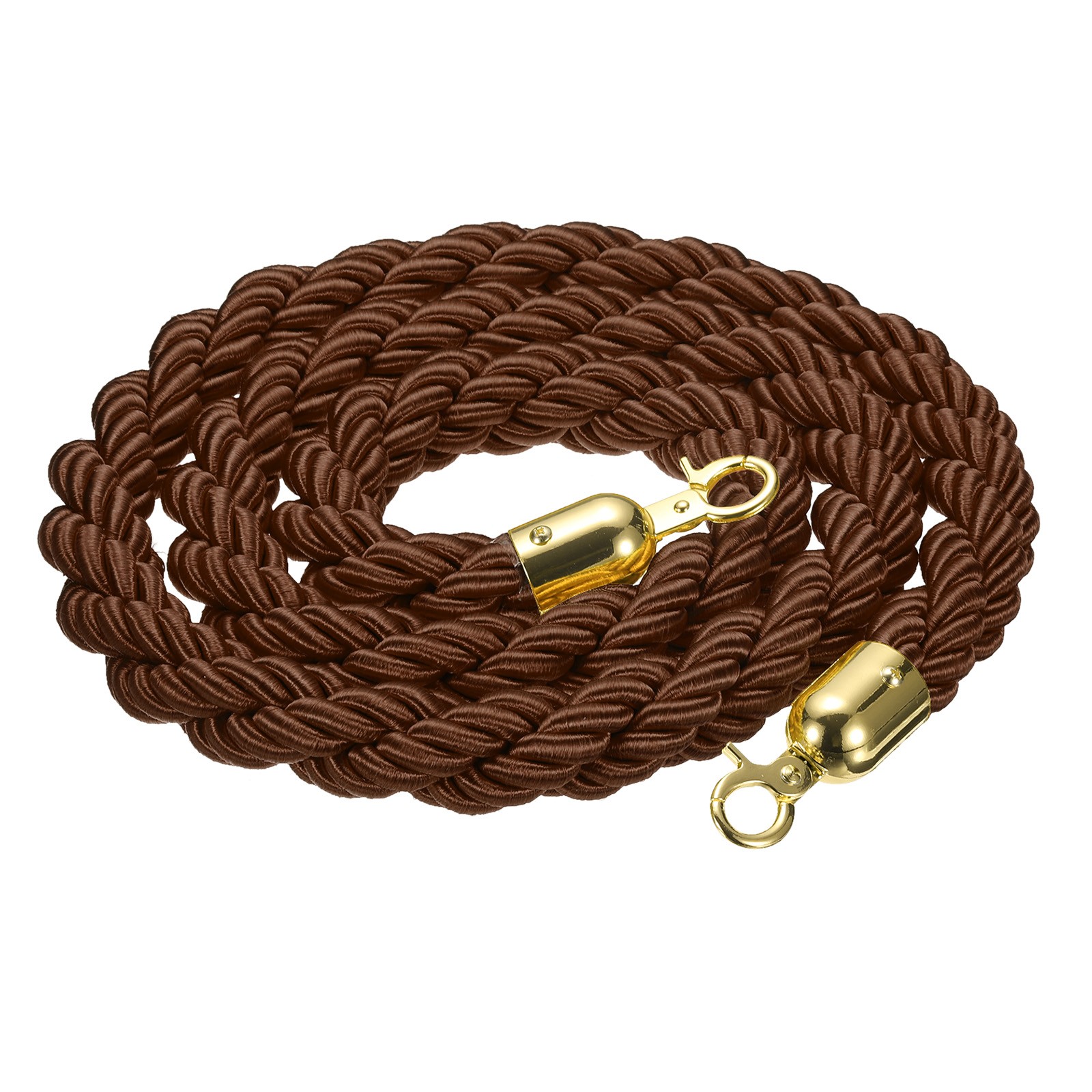6.6 Ft/2 m Twisted Stanchion Rope Barrier Rope with Hooks Coffee Golden