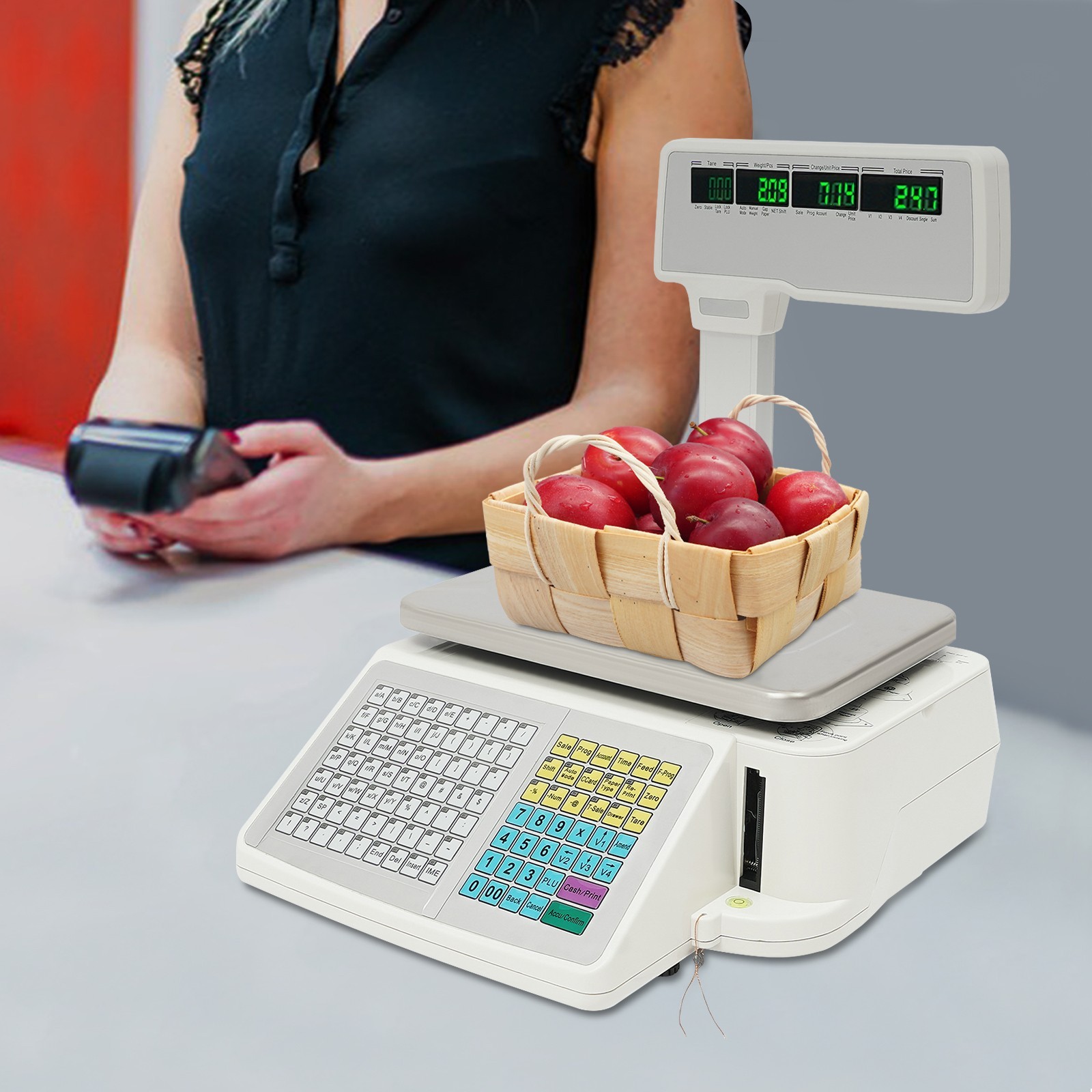 Commercial Label Printing Scale 30kg Capacity with Barcode Scanner Port