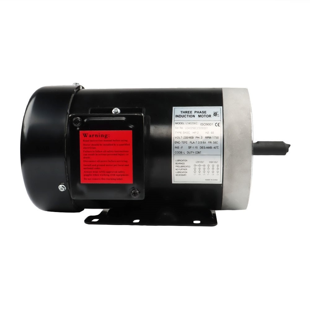 2HP General Electric Motor 3 Phase 56C Frame 1800 RPM TEFC 230 / 460 Volt
