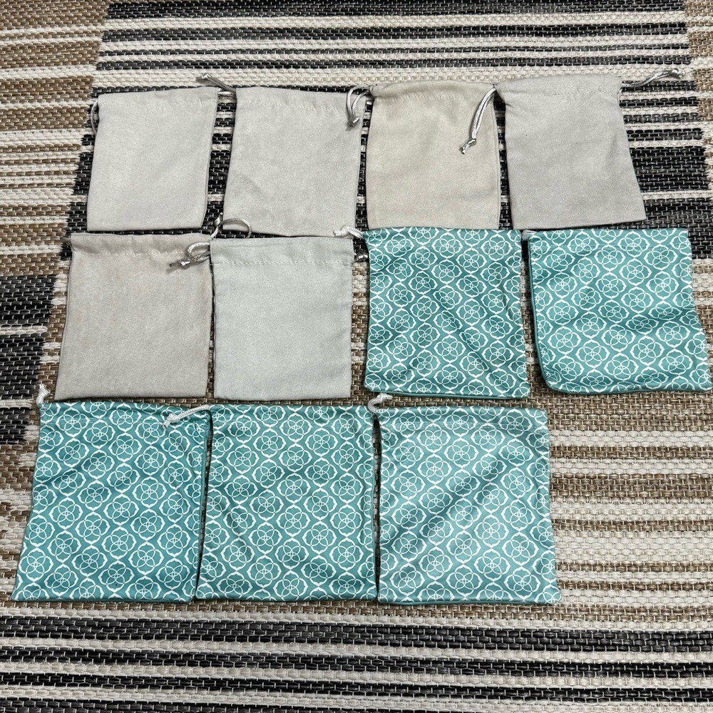 Kendra Scott Lot of 11 Empty Jewelry Pouches Blue Gray