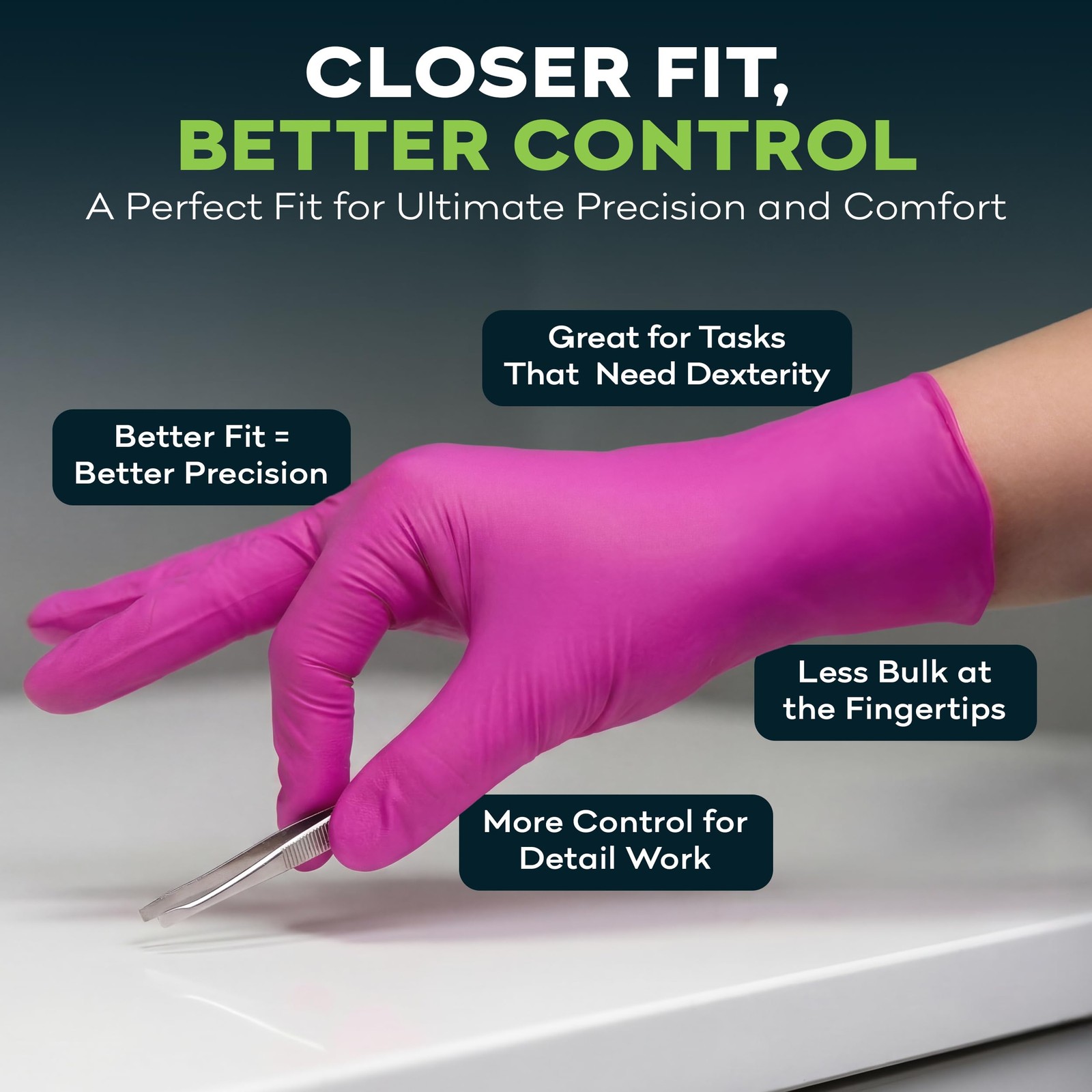Fuchsia Hot Pink Nitrile Disposable Gloves – 50 Count – 3 Mil Medium