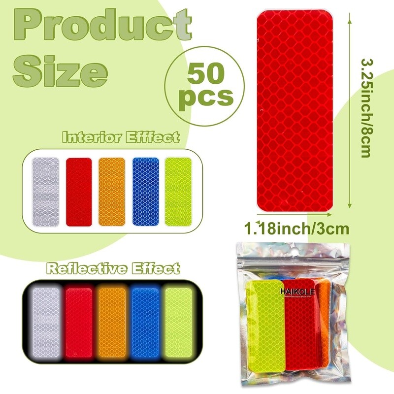 Reflective Tape 50PCS Waterproof Safety Stickers Vehicles Bikes Helmets New