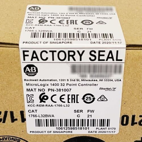 New Factory Sealed 1766-L32BWA /C MicroLogix 1400 32 Point Controller 1766L32BWA