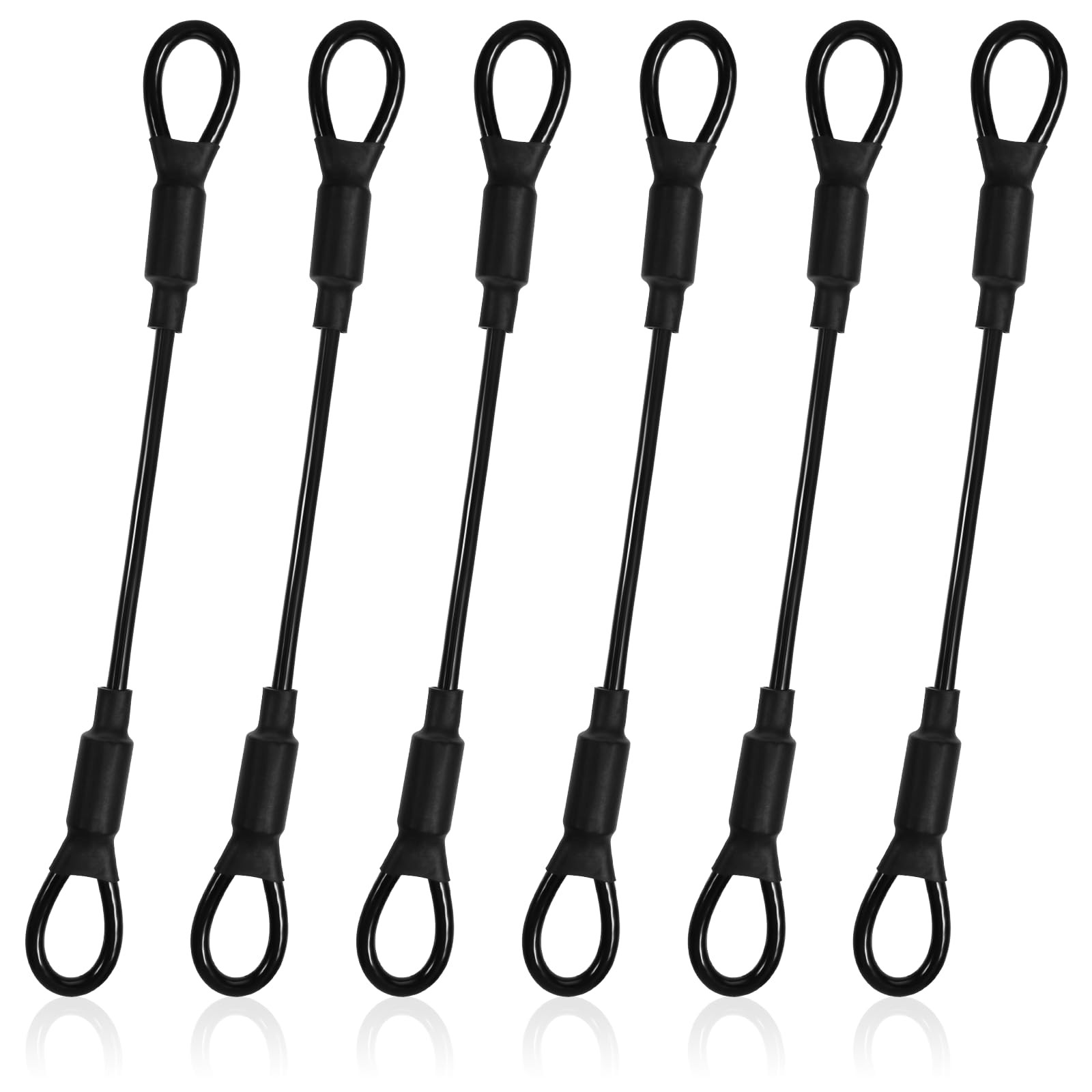 6Pack 5.9″ Stainless Steel PVC Coated Safety Wire Rope 150mm x 15mm, black
