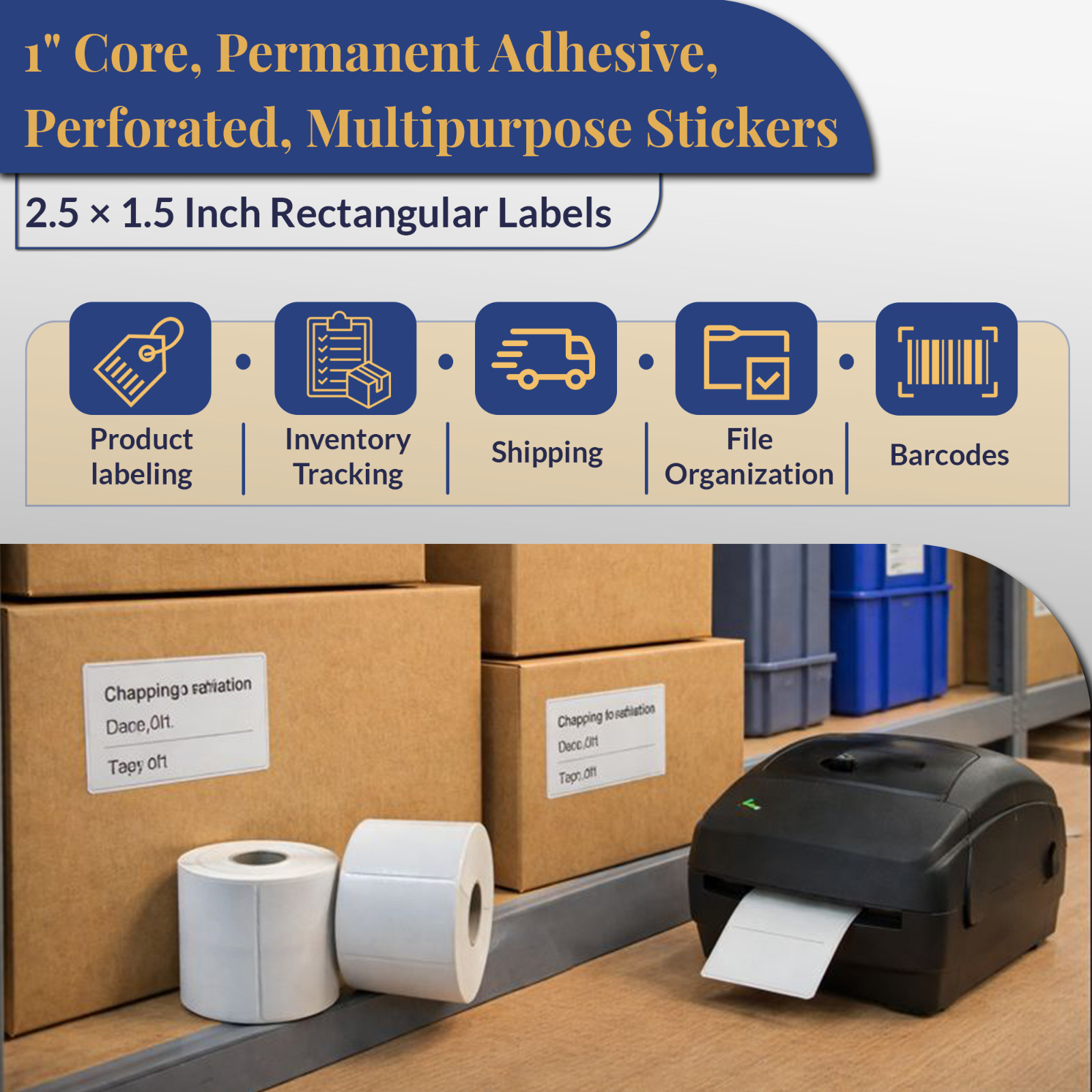 Zebra Eltron WH 2.5×1.5 (2-1/2″x1-1/2″) Thermal Labels | 1″ Core, 3 RLS 900 EA
