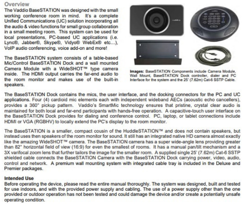 Vaddio Basestation Deluxe, less mount