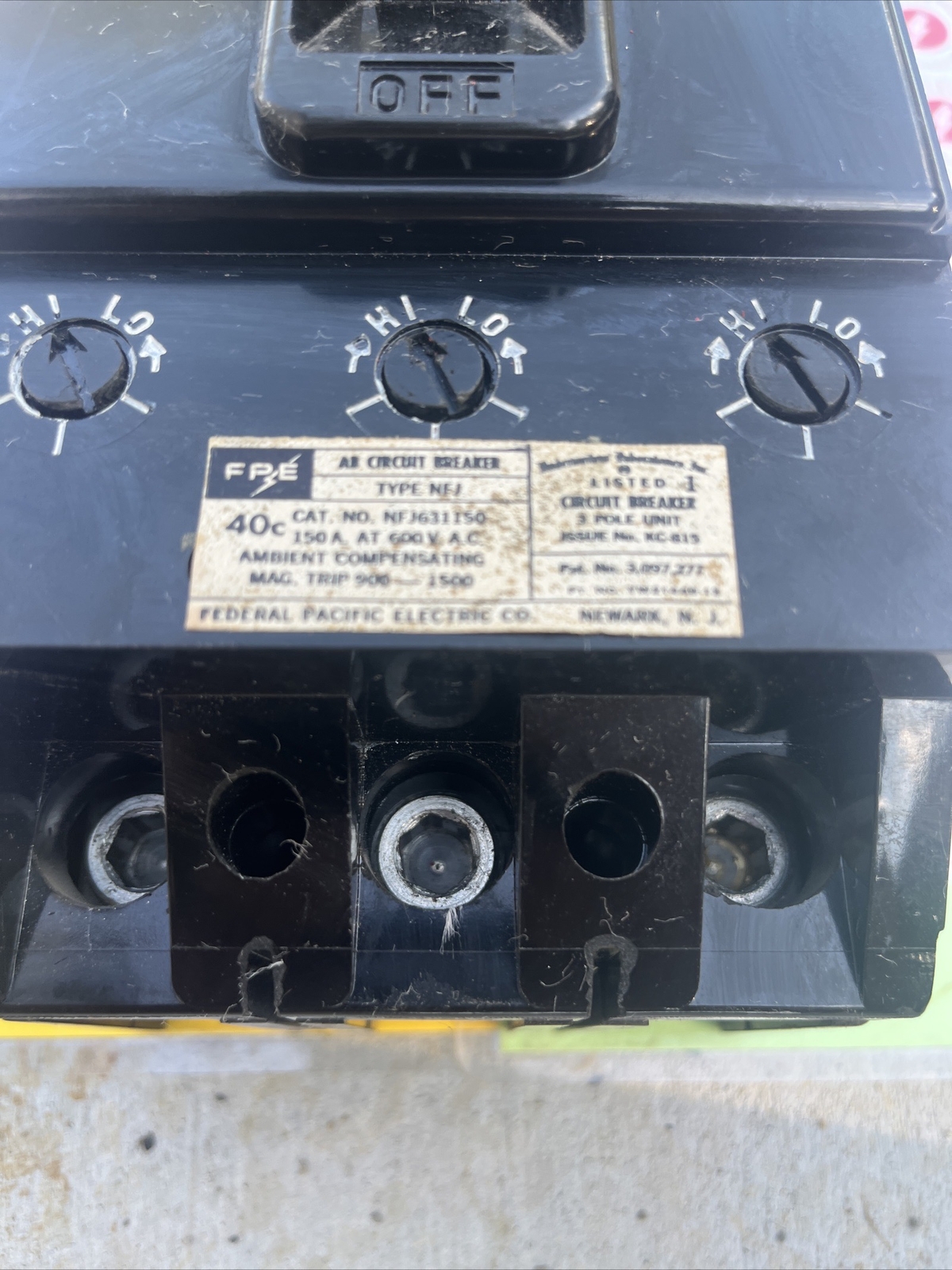 FPE Federal Pacific NFJ631150 Circuit Breaker 150A 3P 600V Type NFJ 150 Amp