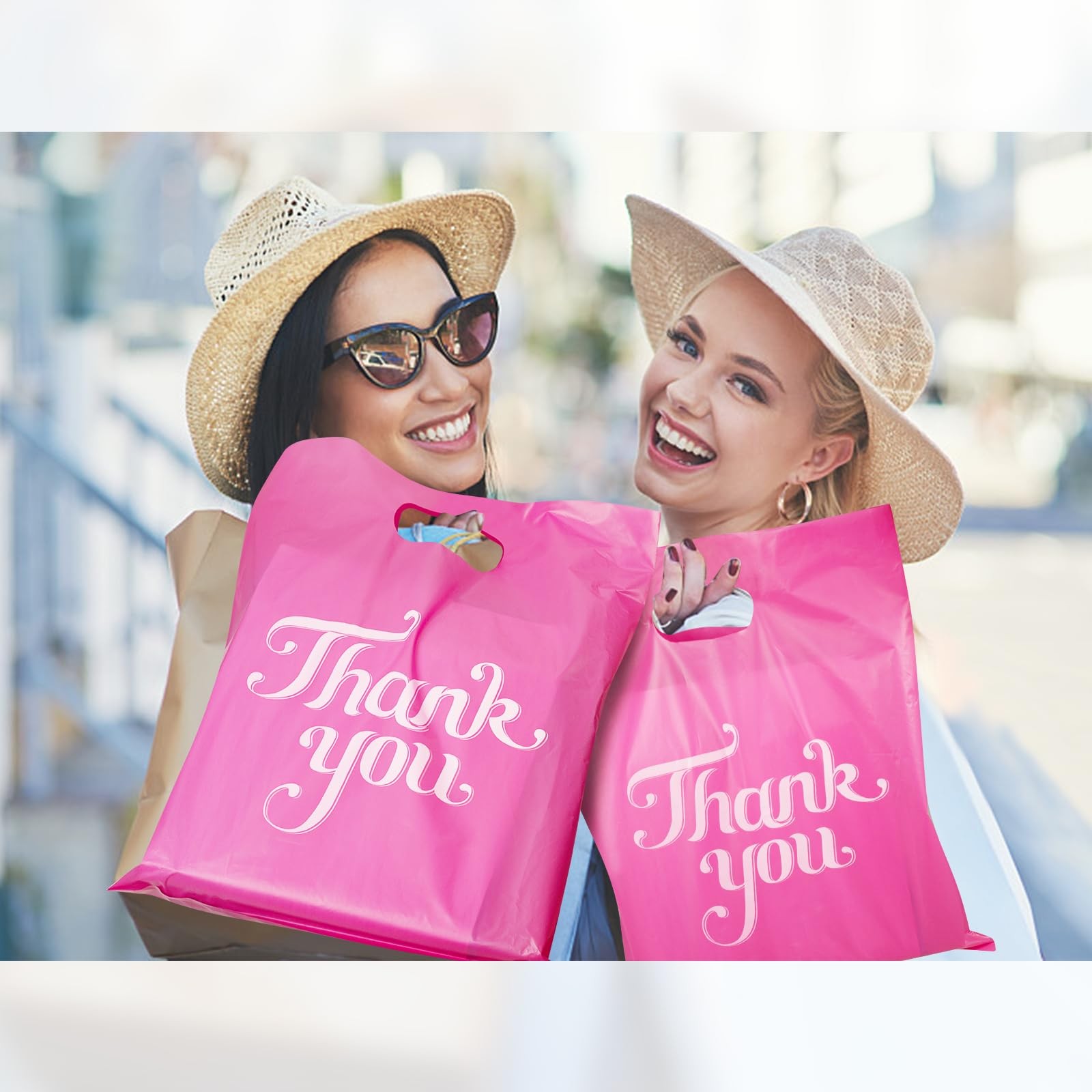 100 Pcs Pink 12×15″ Thank You Bags, Shopping Bags 1 count (Pack of 100),