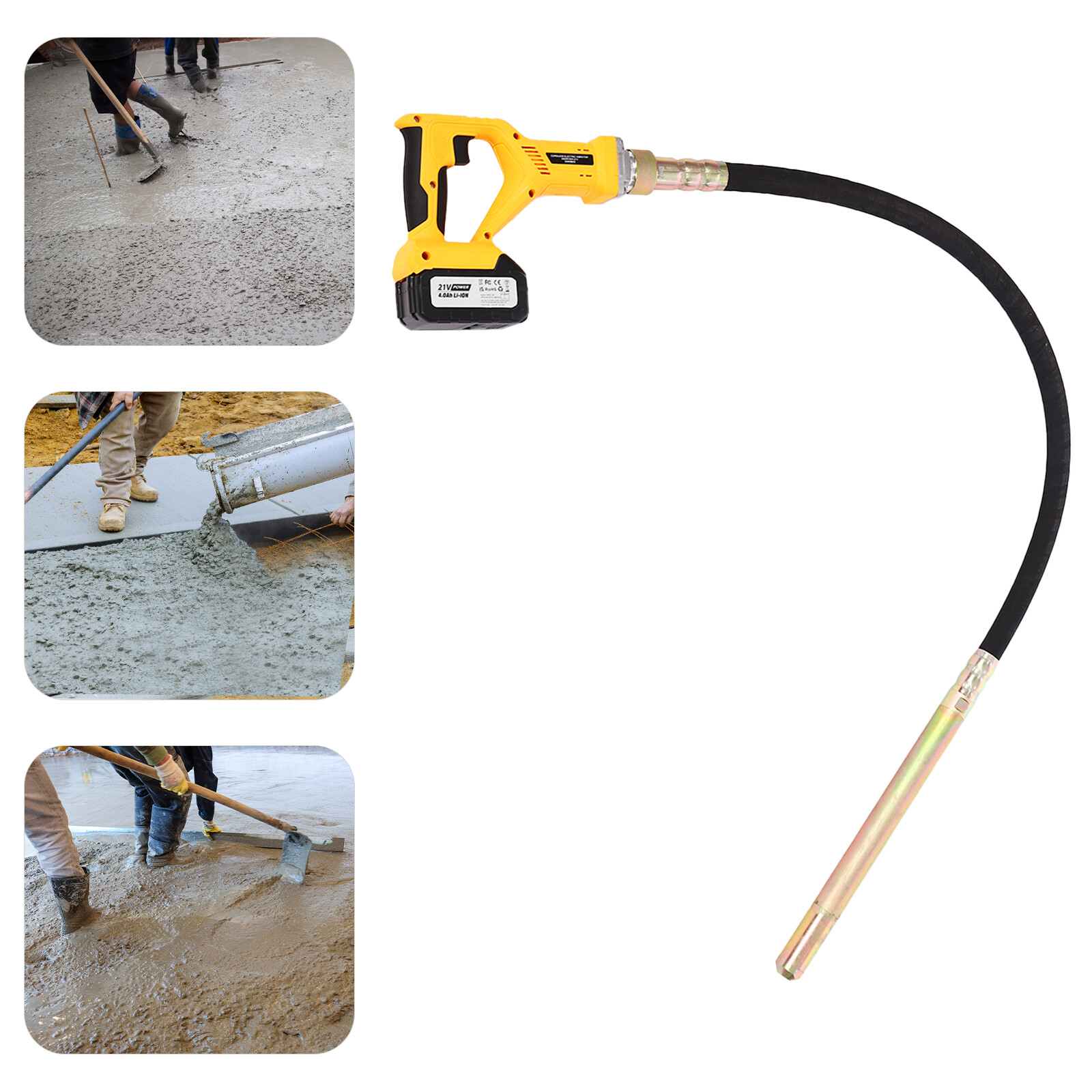 Concrete Vibrating Tool with 4.92ft Shaft, Battery Included, Ergonomic Design