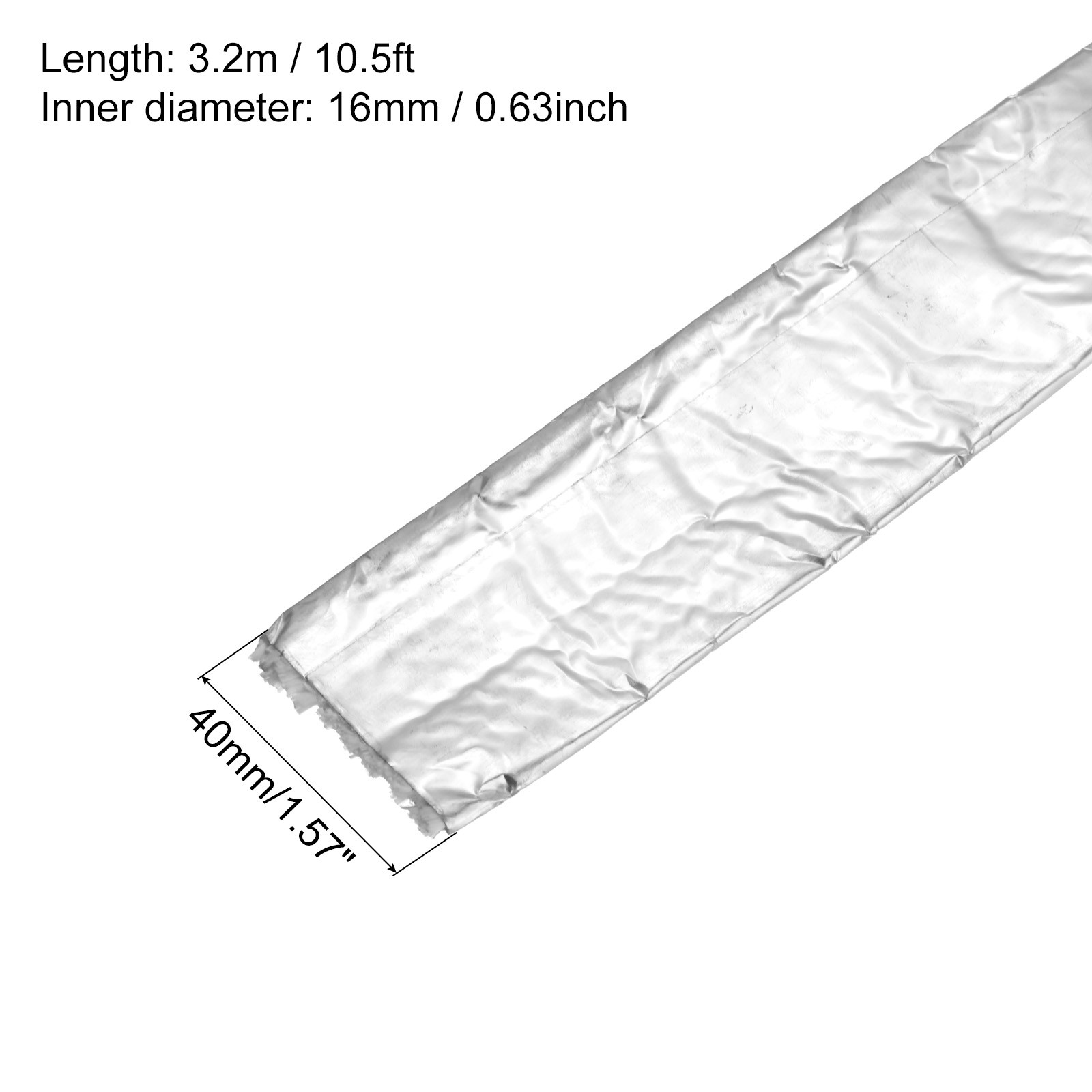5/8″ ID x 10.5FT Heat Shroud 3mm Aluminized Sleeving for Fuel Lines, Cables