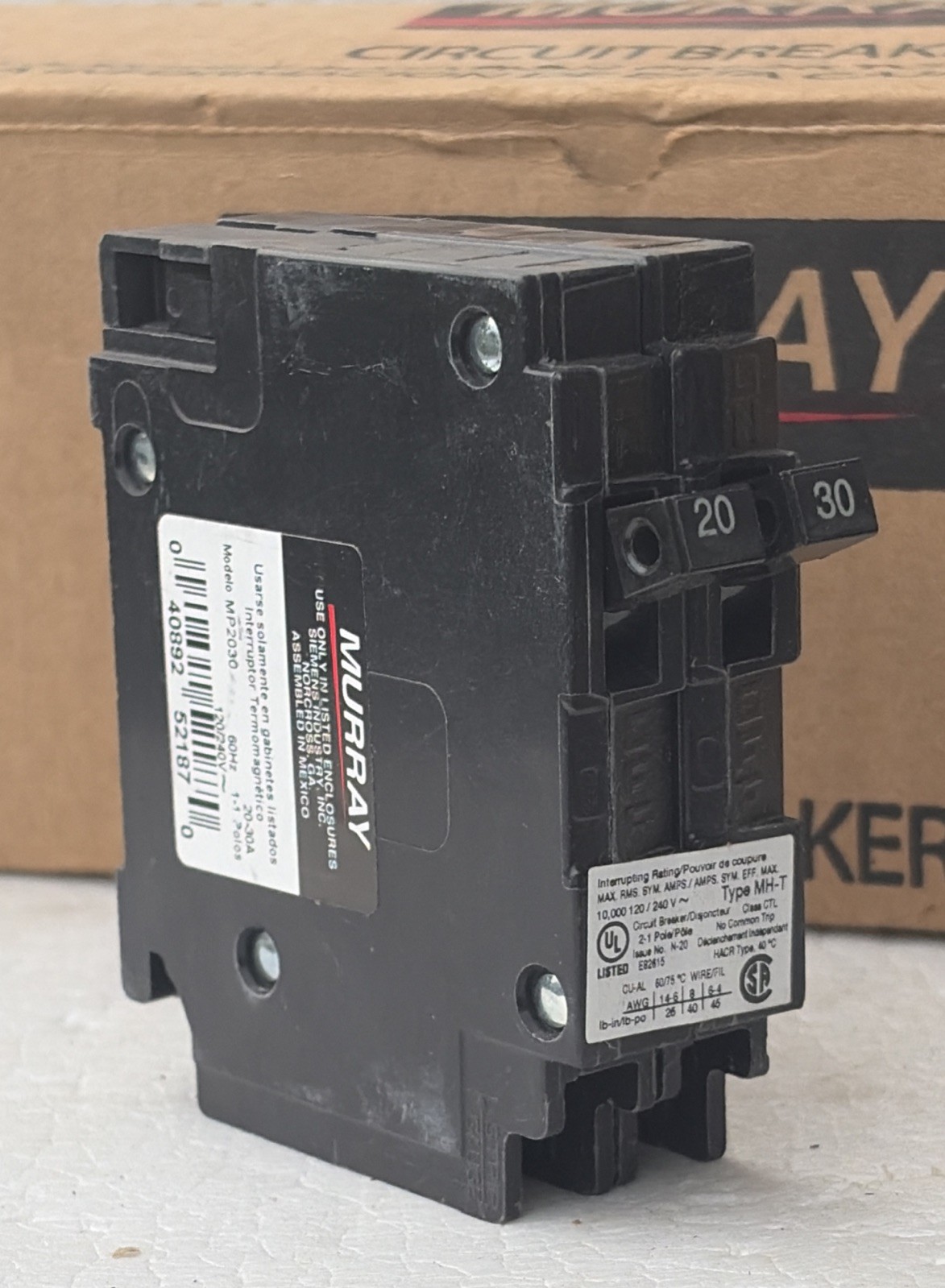 MURRAY MP2030 TYPE MH-T two single pole Twin Tandem 20A / 30A Circuit Breaker