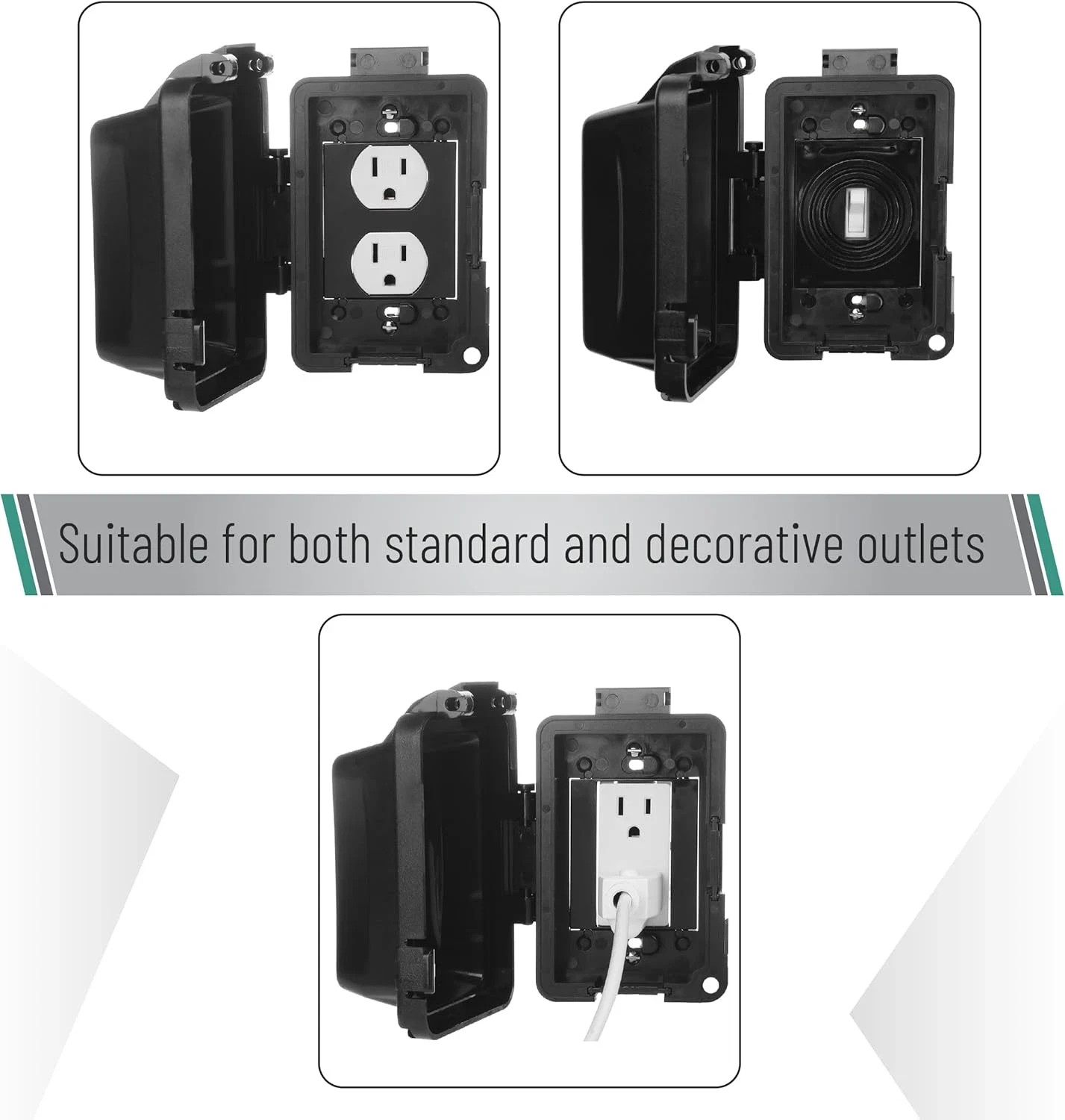 Bates Weatherproof Outdoor Outlet Cover 1-Gang Electrical Receptacle Black