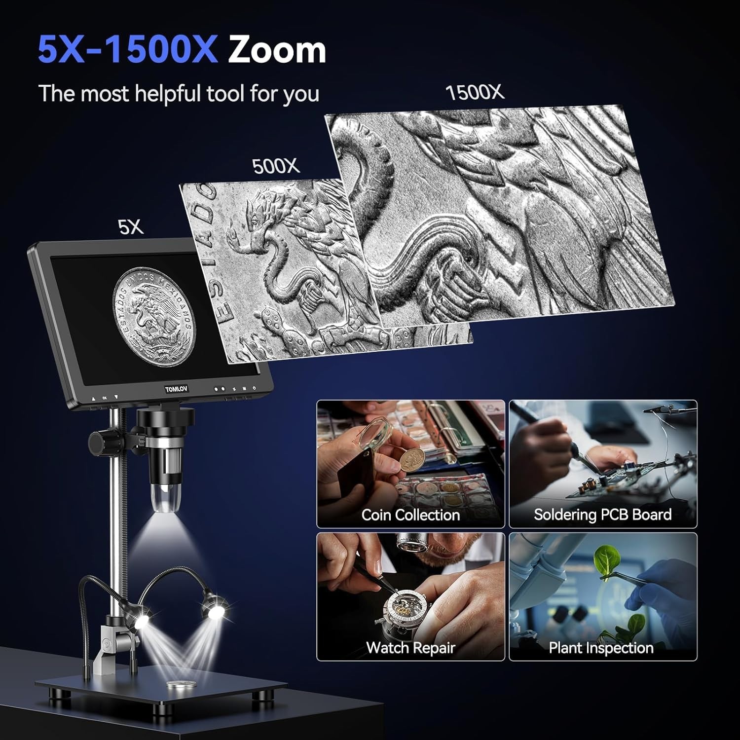 TOMLOV 10.1 Inches Digital Microscope – Model: DM9 Max, 64GB