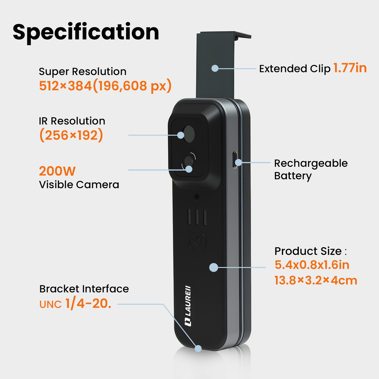 LAUREII Infrared Thermal Imager Camera TISR 512×384 Wireless Android & iOS WiFi