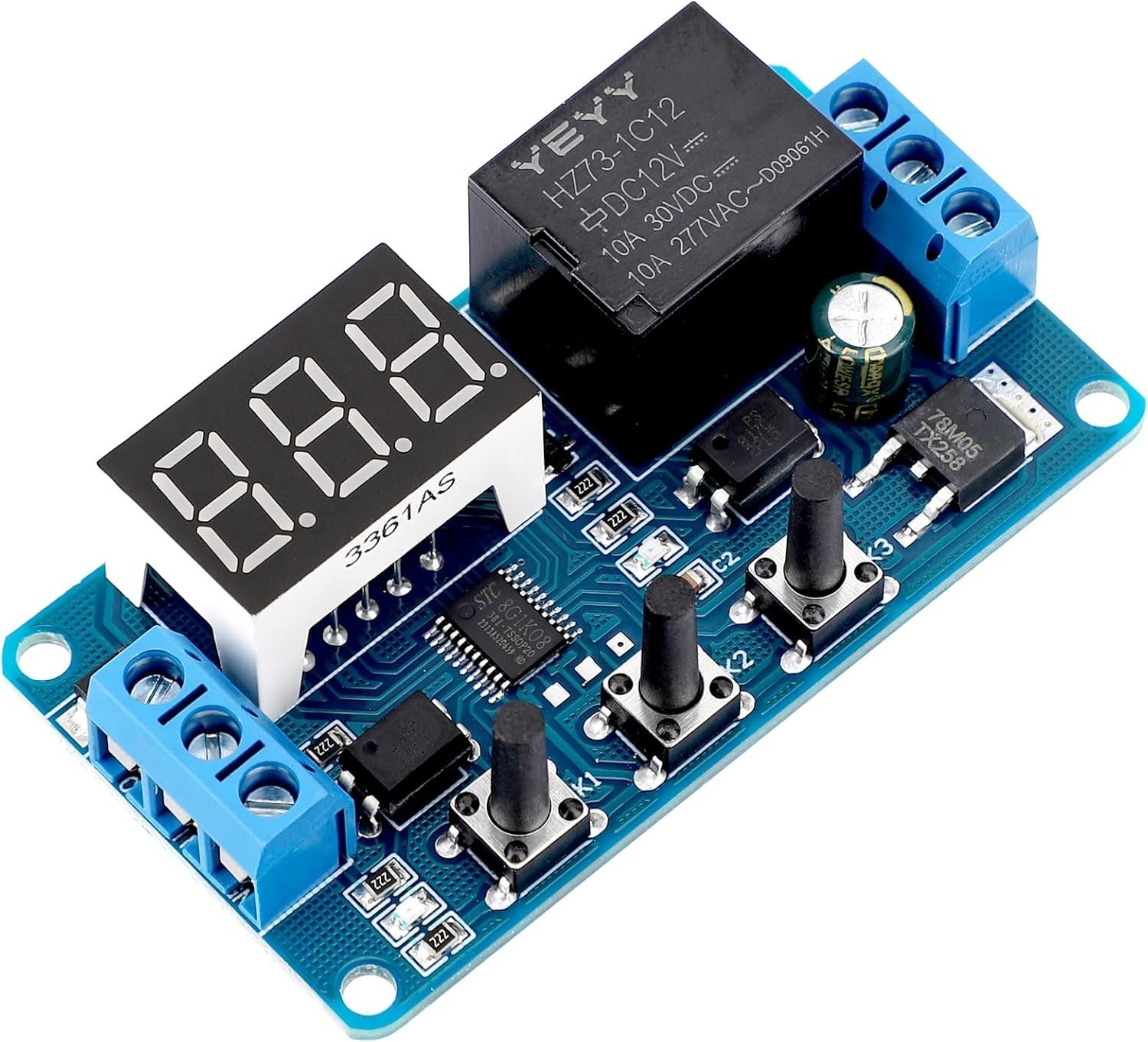 2pcs 12V LED Display 4-Mode Automotive Time Delay Relay 0.1s-999min