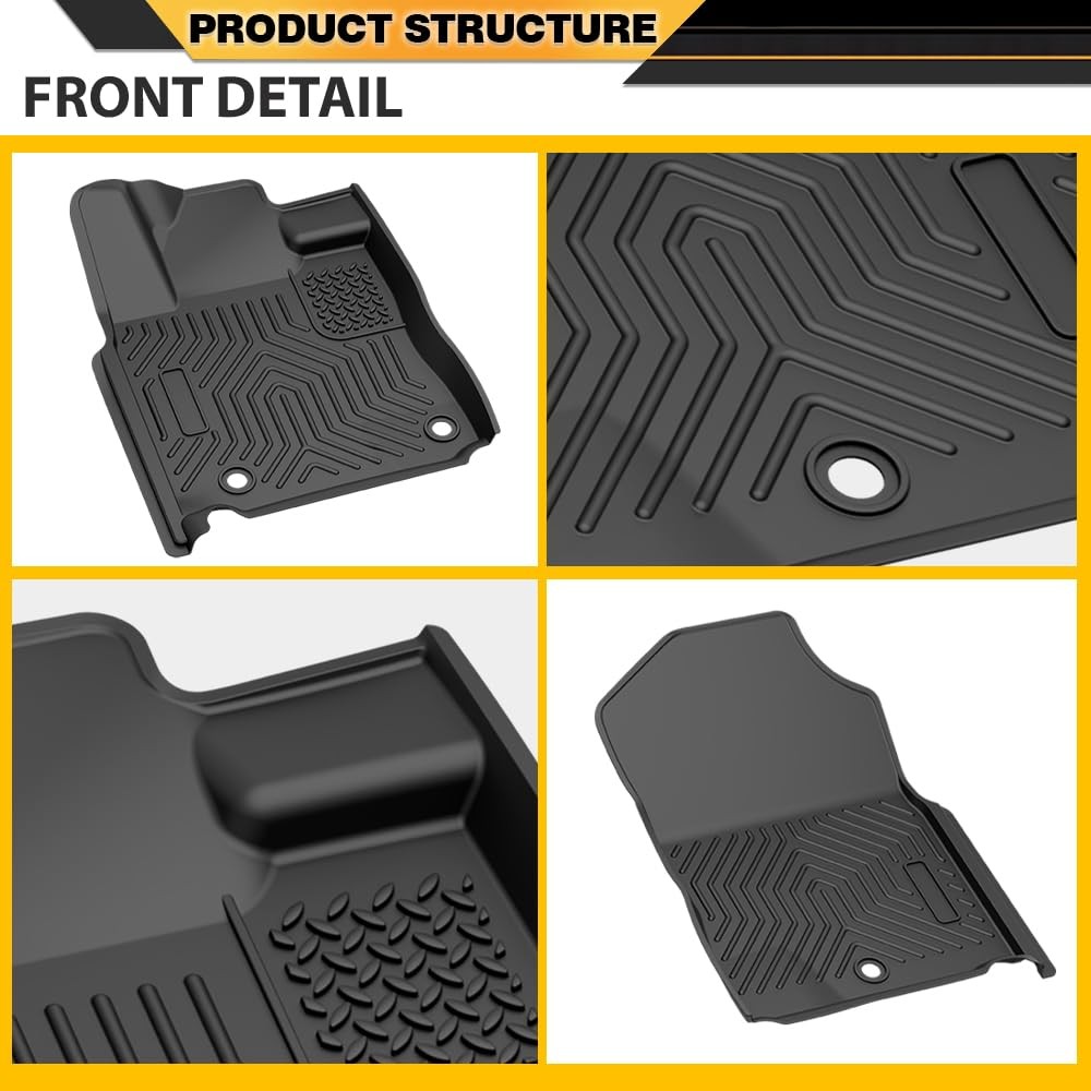 3PCS TPE Floor Mats Cargo Liner Toyota Tundra CrewMax 2014-2021 1st 2nd Row