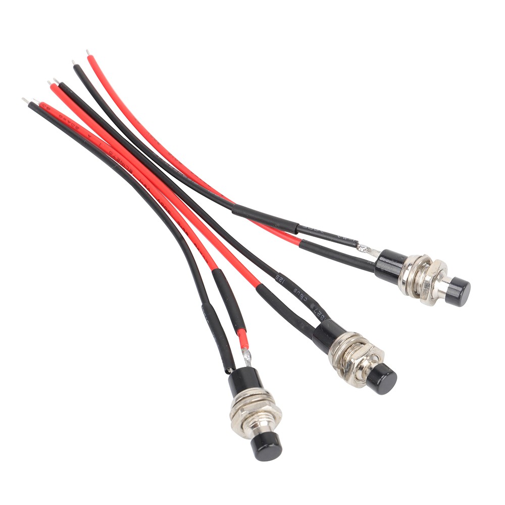 Mini 12V Push Button Switch Momentary ON OFF N/O SPST Pre-Wired 3 Pack Set