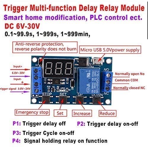 Cycle Timing One-Way Relay Module Delay Power Off Trigger Micro USB Timer