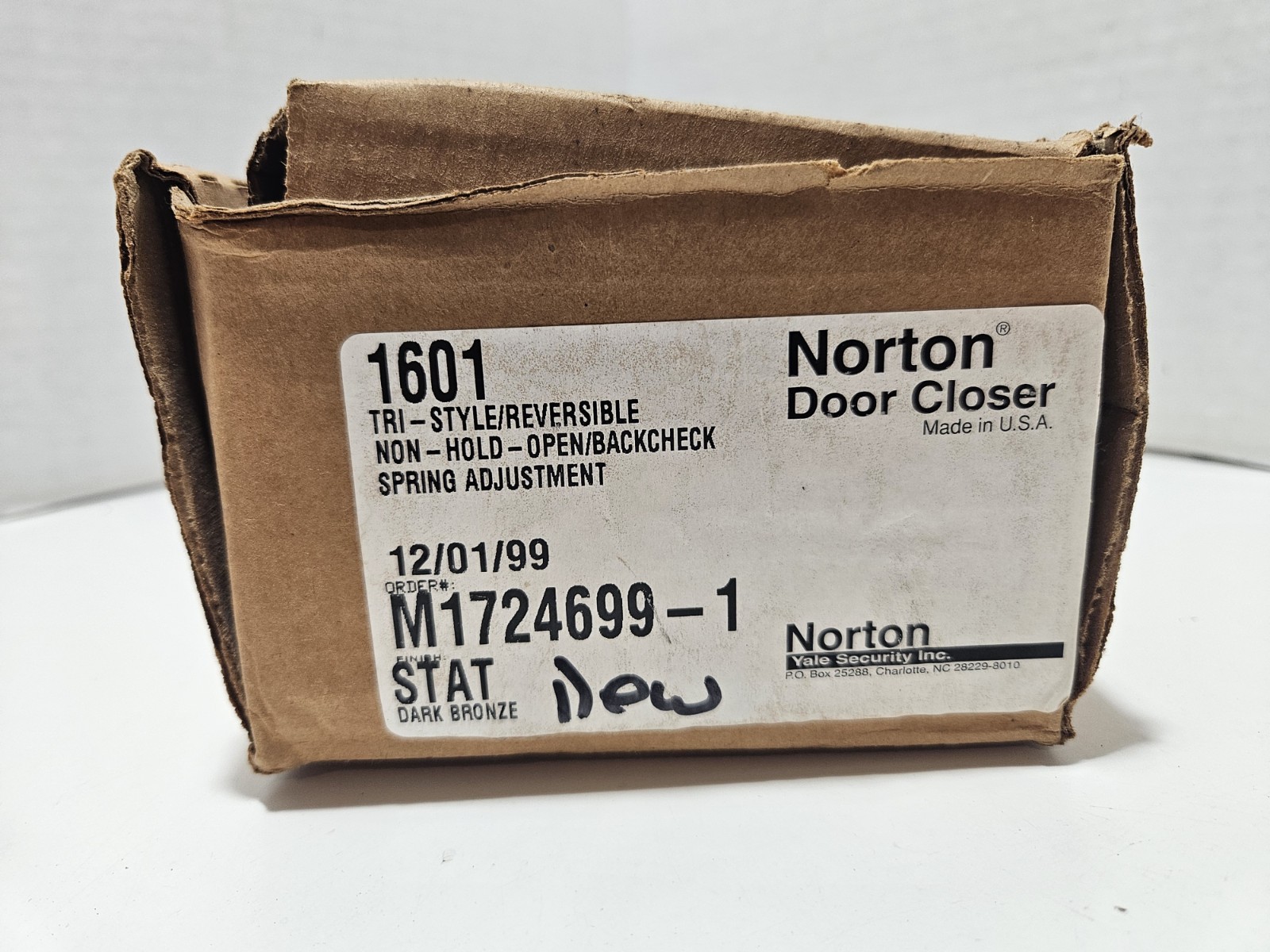 Norton Tri-Style/Reversible/Non-Hold/Door Closer/Dark Bronze #1601 Made In USA