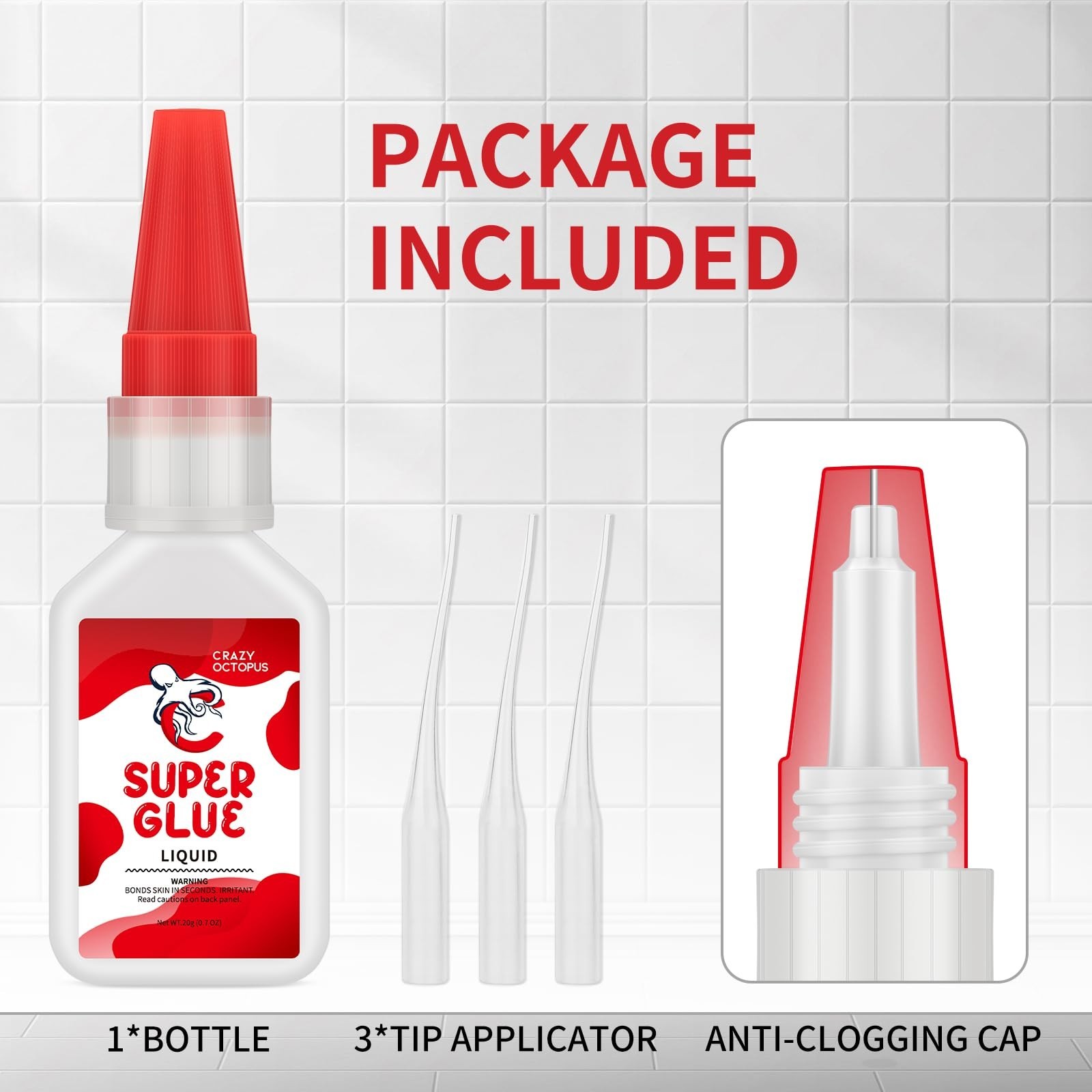 Super Glue, 20g Quick-Dry Strong Adhesive for Plastic, Metal, Wood, Leather, …