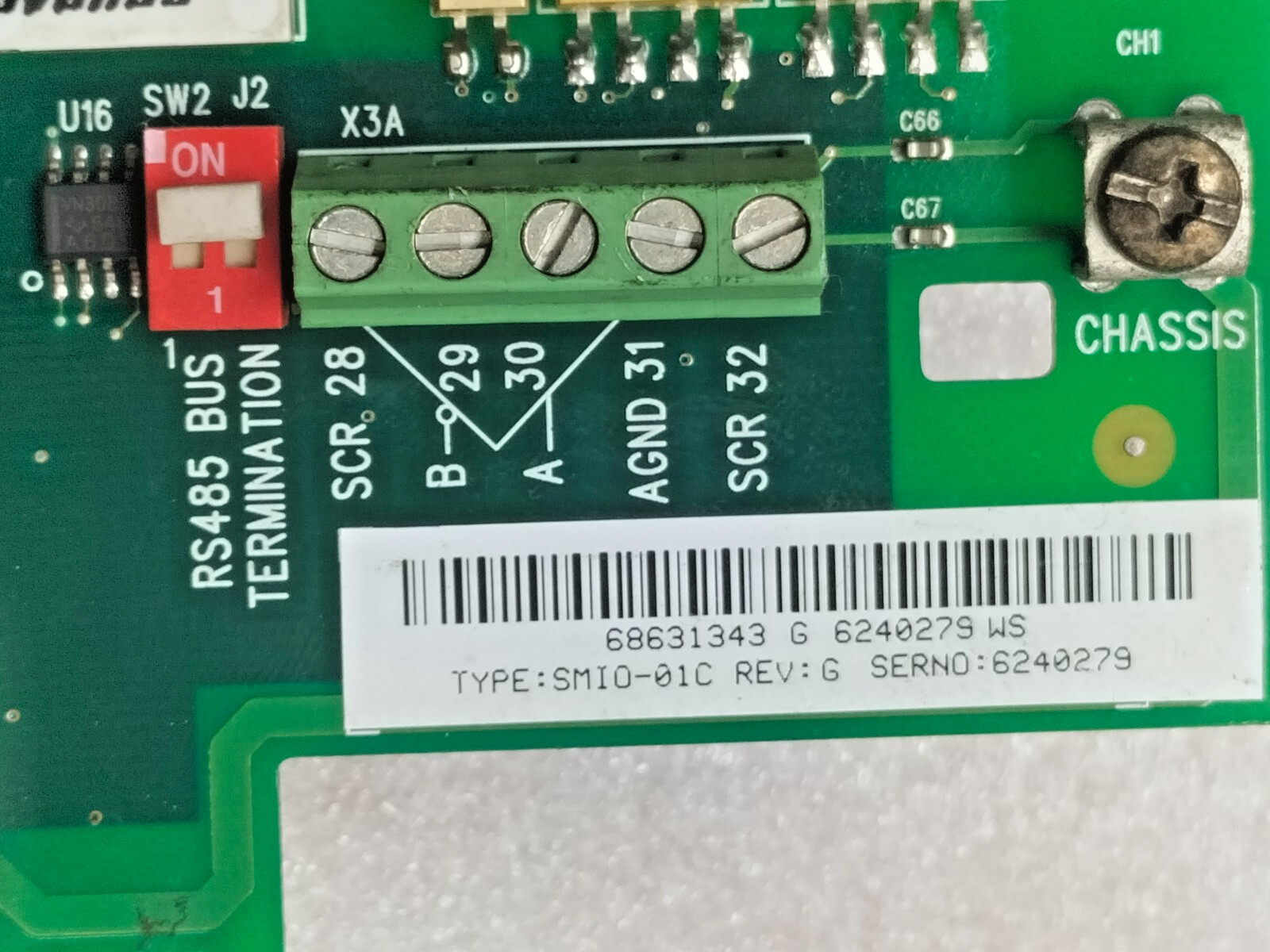 ABB SMIO-01C REV:G CONTROL BOARD 68500320C