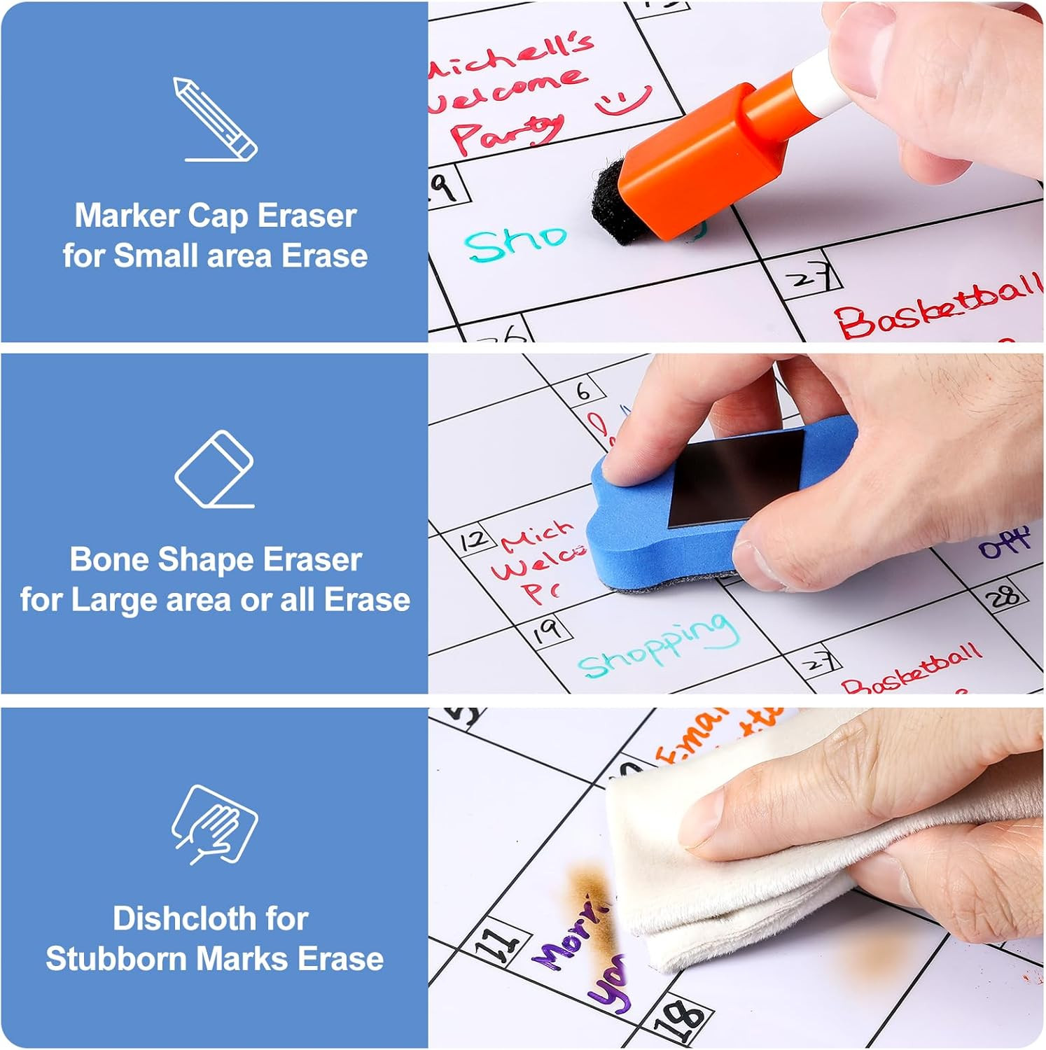 3 Pack Dry Erase Magnetic Calendar for Refrigerator – Monthly & Weekly & Daily P