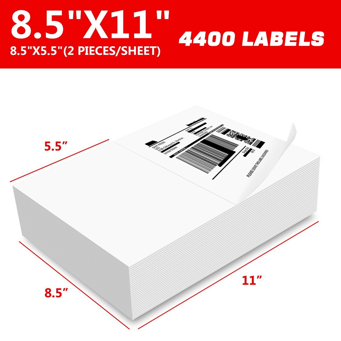 8.5″X 5.5″ Premium Labels Self Adhesive Shipping Labels Half Sheet for Laser US