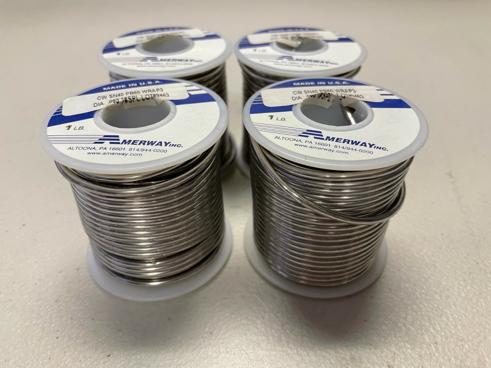 Solder Wire SN40 PB60 WRAP3 – DIA .093″ – Electronic – 4 LBS