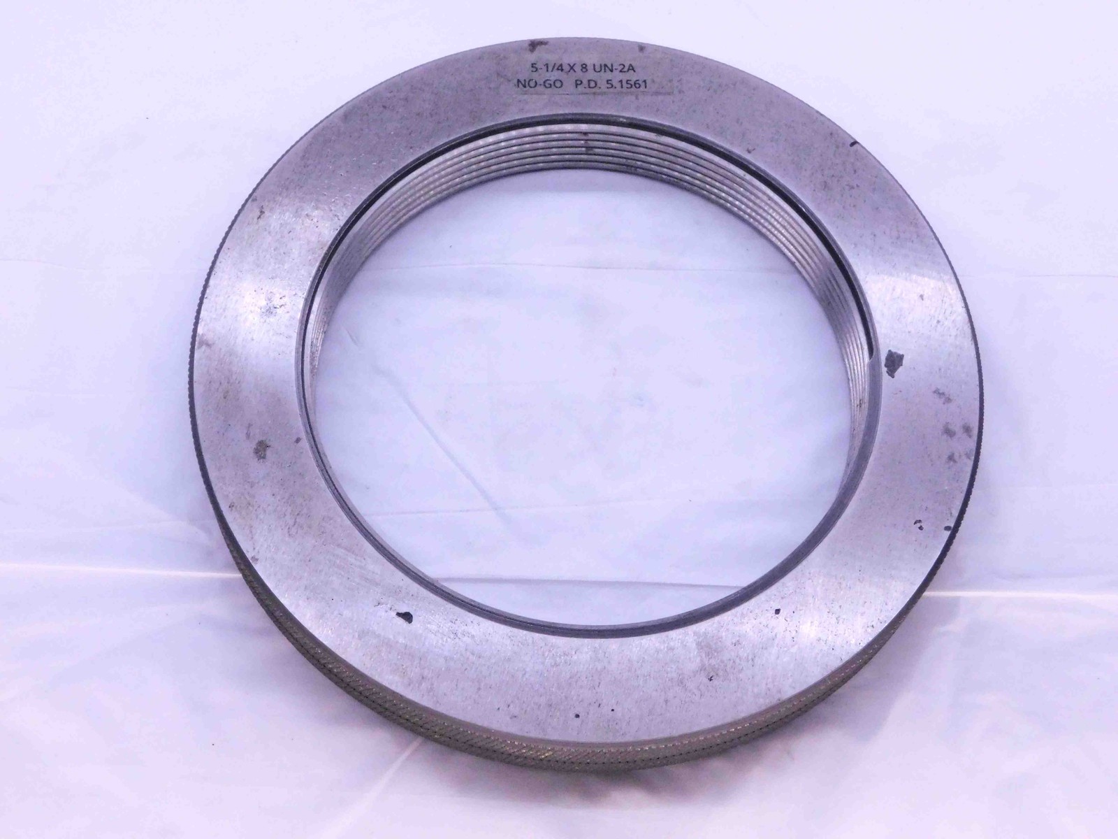 5 1/4 8 UN 2A SOLID THREAD RING GAGE 5.25 5.250 5.2500 NO GO ONLY P.D. = 5.1561
