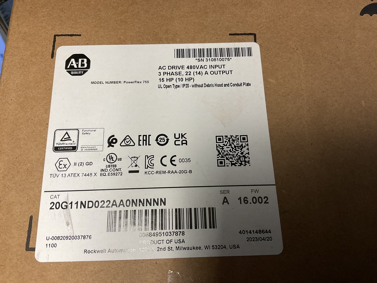 New AB 20G11ND022AA0NNNNN AC Drive 20G11ND022AA0NNN Fast Shipping