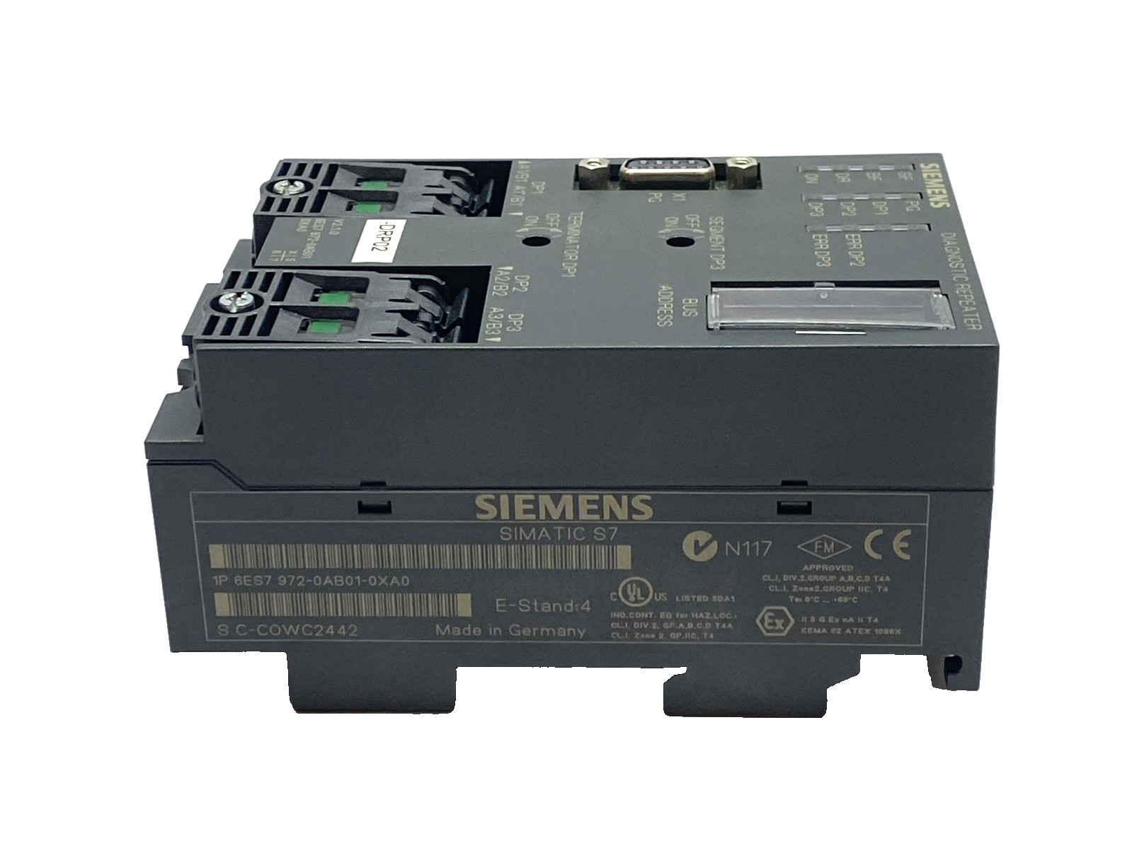 Siemens 6ES7972-0AB01-0XA0 PROFIBUS DP Diagnostic Repeater 24V MISSING SCREWS