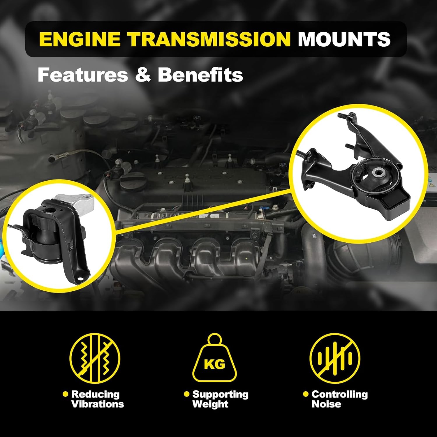 (Genuine OE Quality) Engine Motor Mount Set Compatible with 2003-2008 Toyota…