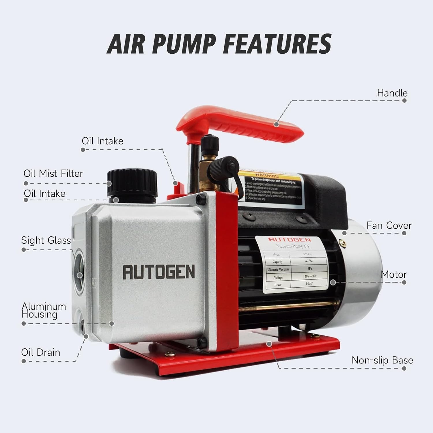5 Gallon Vacuum Chamber 4CFM Single Stage Pump Degassing Chamber Kit 1/3 HP