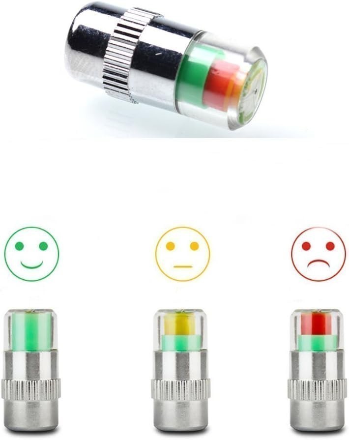 USA- 4 Pack Tire Pressure Valve Stem Caps 3 Color PSI Alert Indicator Universal