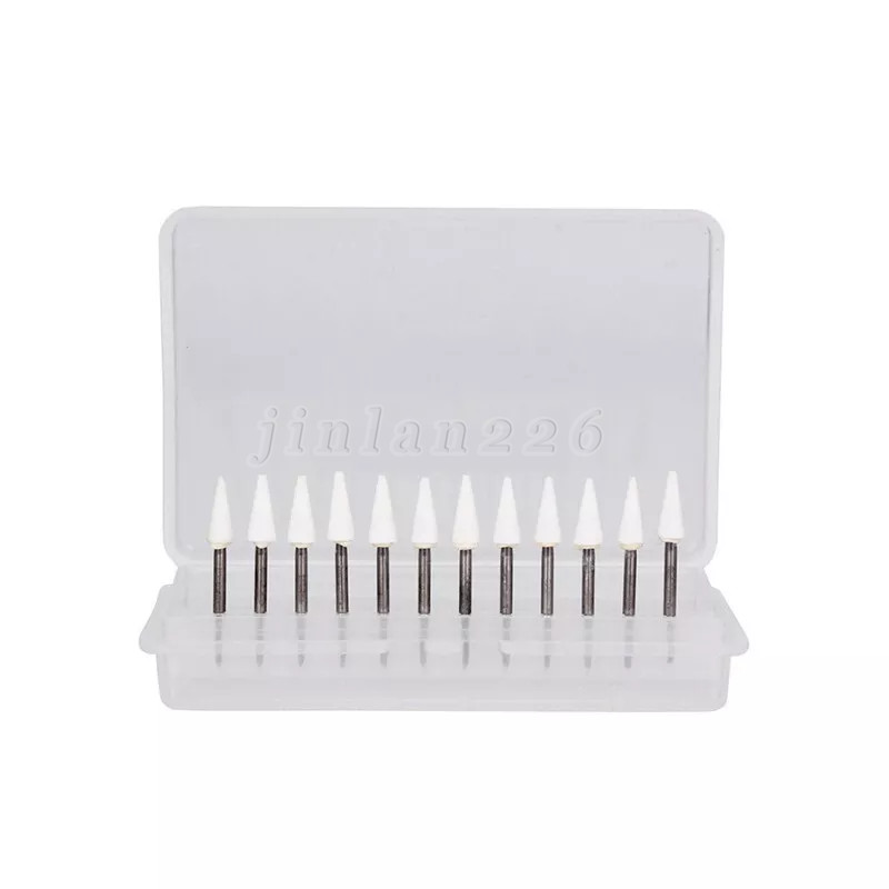 12Pcs/Box Dental White Polishing Stones Cone Shape FG Burs Arkansas Stone CN1