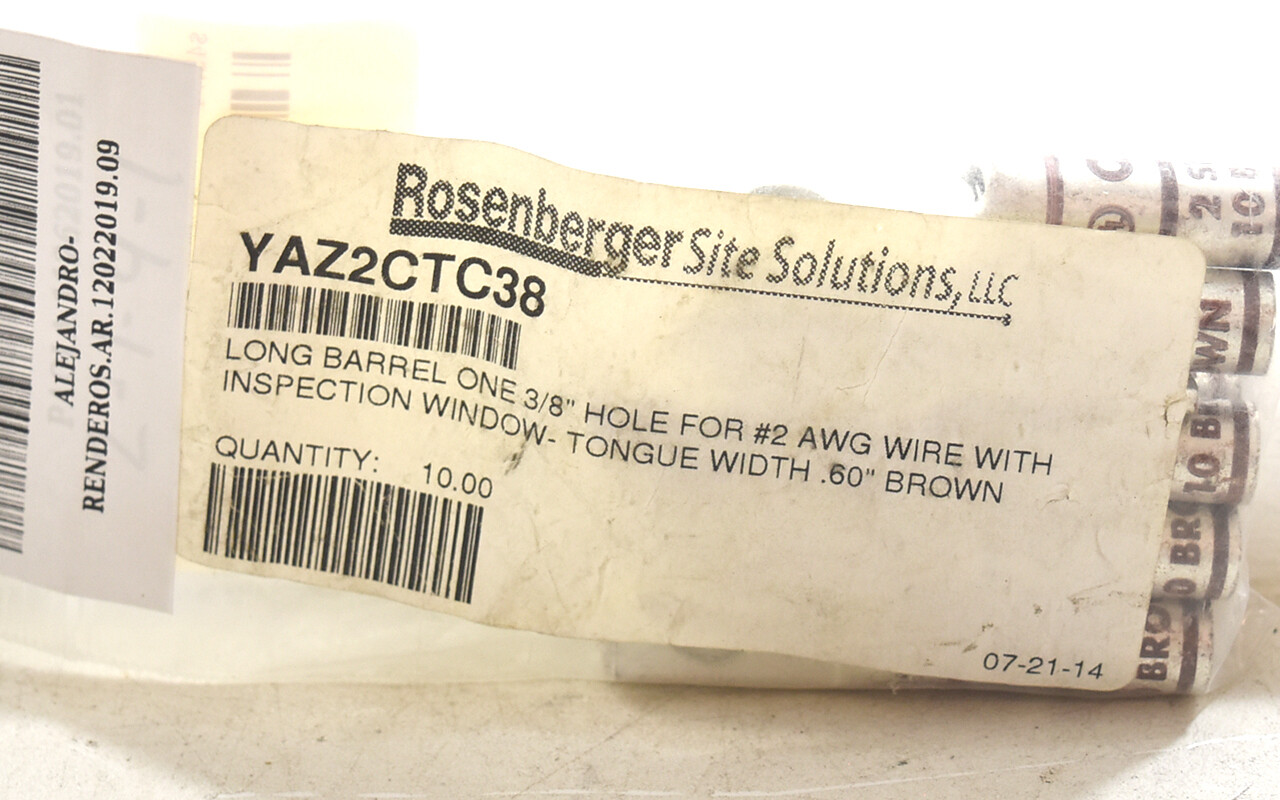CMC YAZ2CTC38 Copper Compression Lug 2 AWG Long Barrel 3/8″ Stud