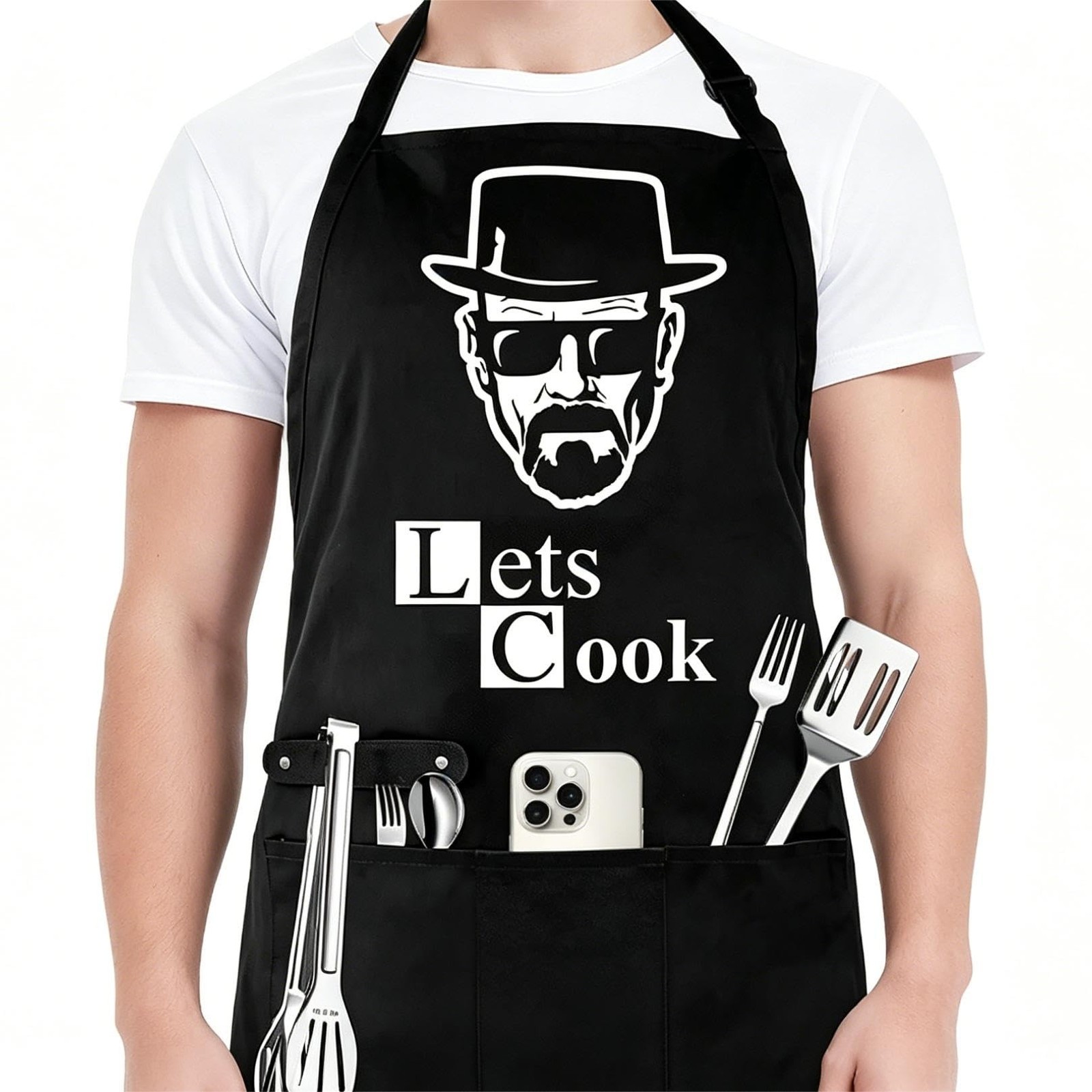 Funny Aprons for Men – Adjustable Grilling BBQ Chef Kitchen Cooking Apron wit…