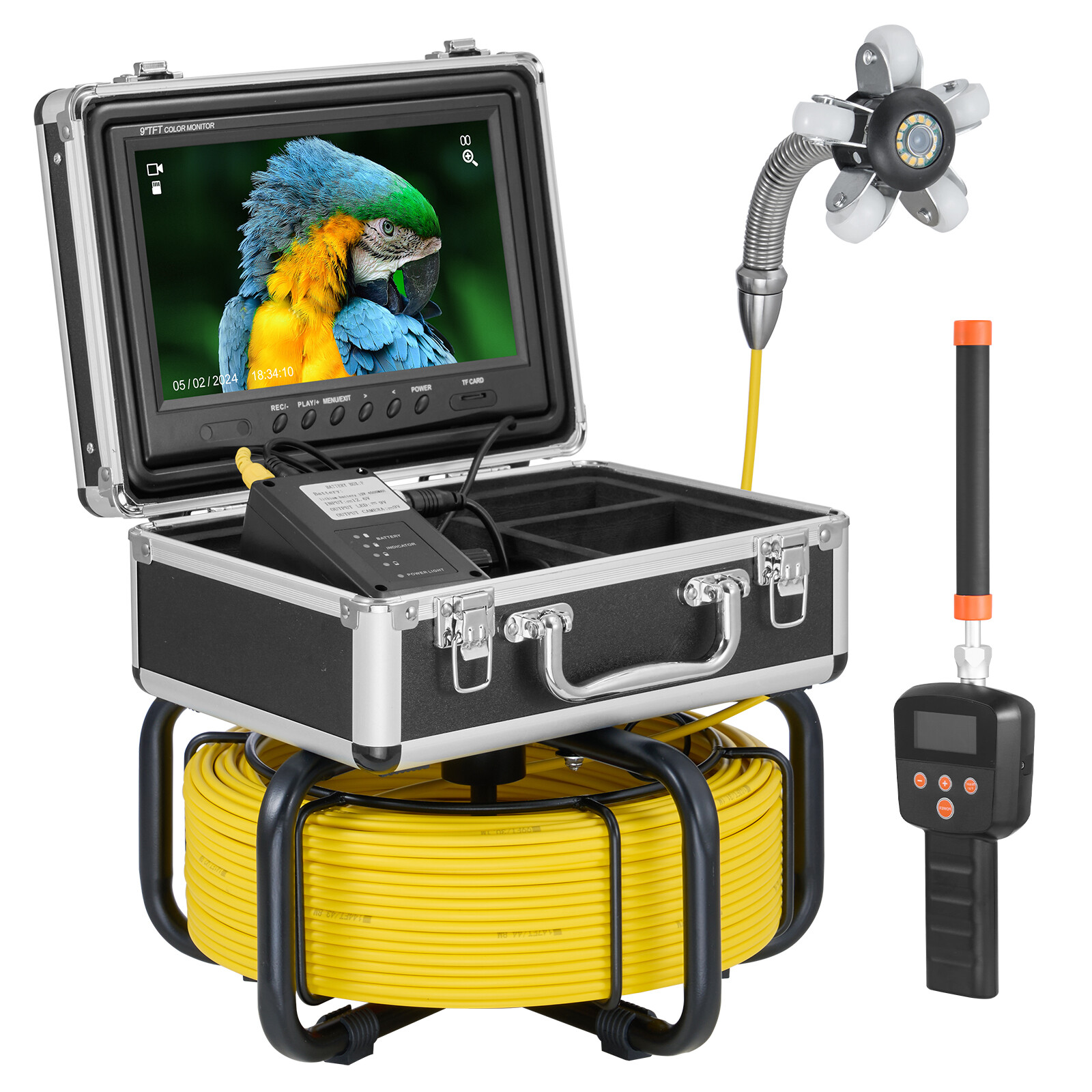 9″ Sewer Camera 98ft/30m Self-Leveling Pipe Inspection Camera with 512Hz Locator