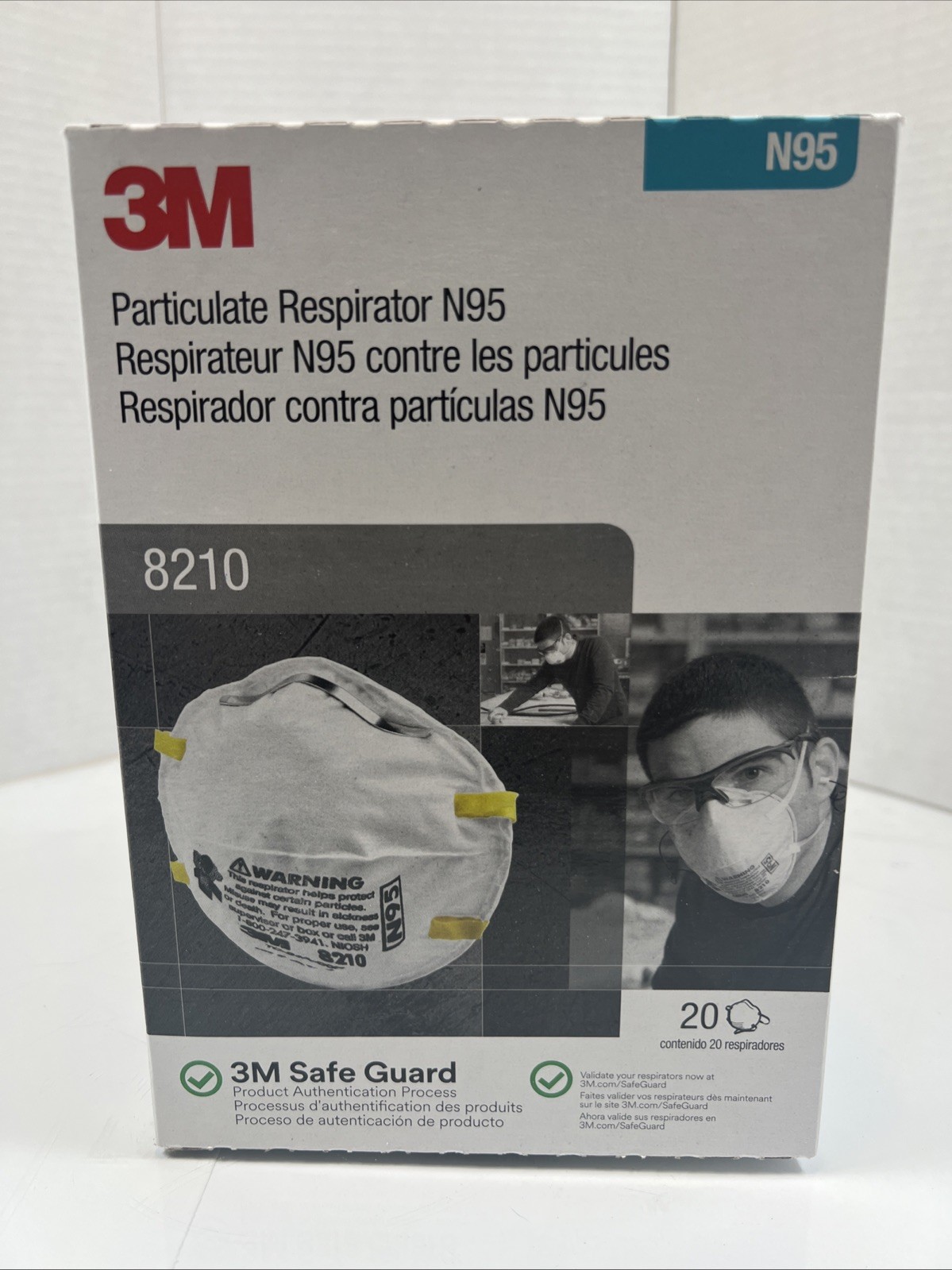 3M 8210 N95 Particulate Respirator NIOSH Approved Face Masks 1 Box of 20