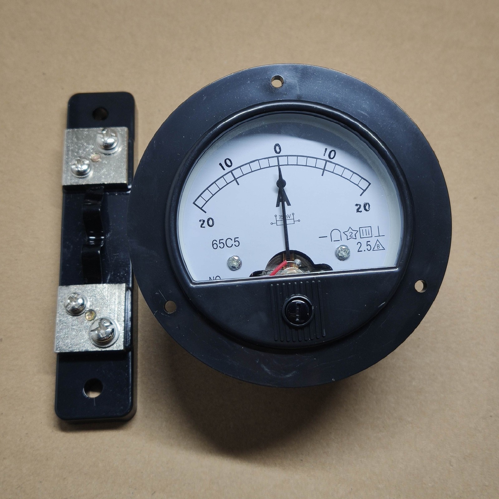 With Shunt Dia.90mm Analogue Ammeter Panel Meter DC Minus Plus -20A-0-+20A 1PC