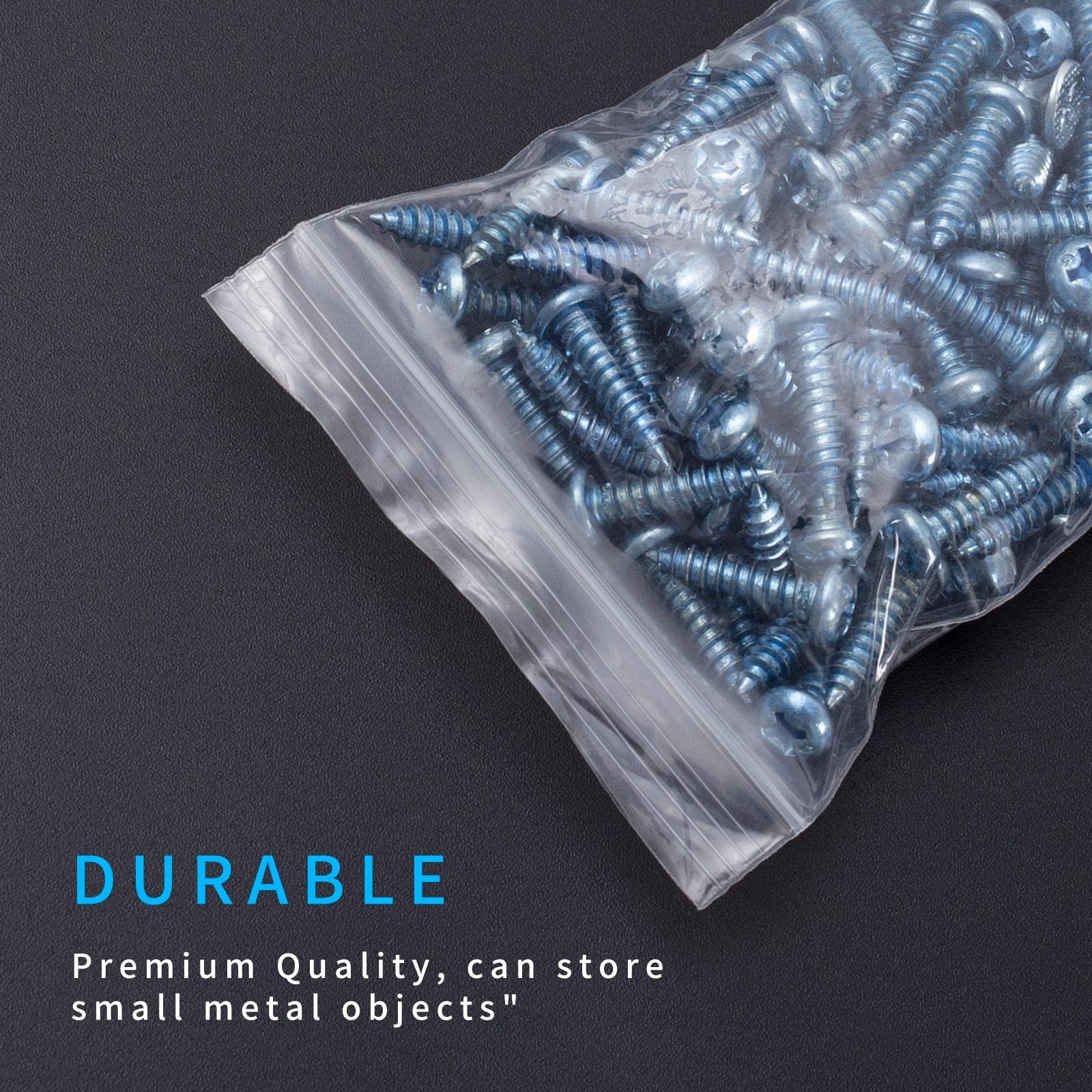 400PCS Small Plastic Bags, 4 Assorted Sizes Mini Ziplock Bag,Small Baggies