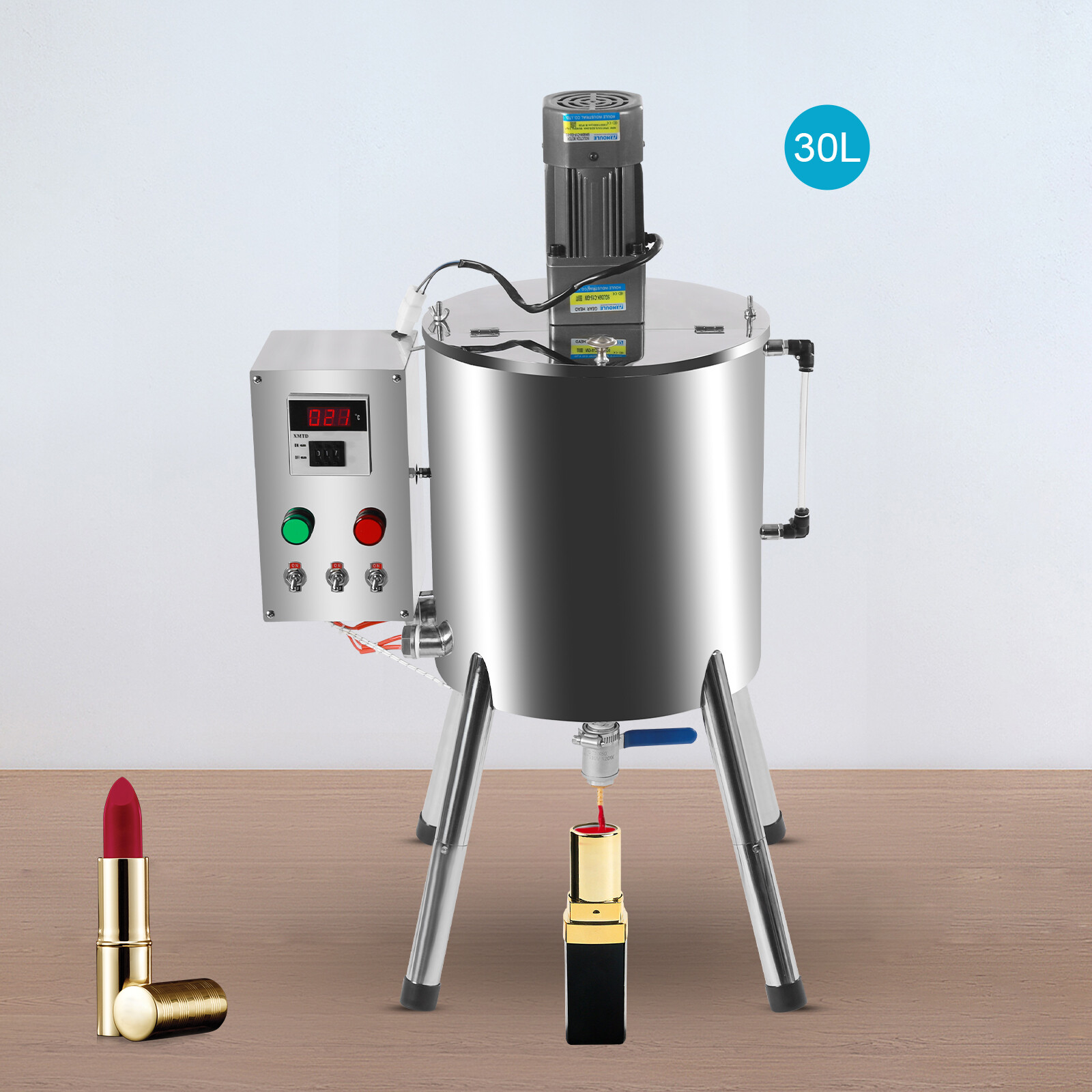 Stirring Tank Lipstick Paste Filler 30 Liter 8Gal Heating Mixing Filling Machine
