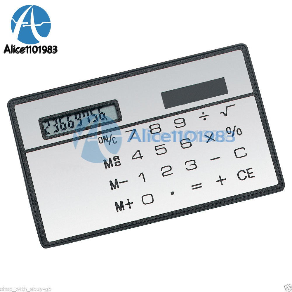 2PCS 8-Digits Ultra Thin Mini Slim Credit Card Solar Power Pocket Calculator