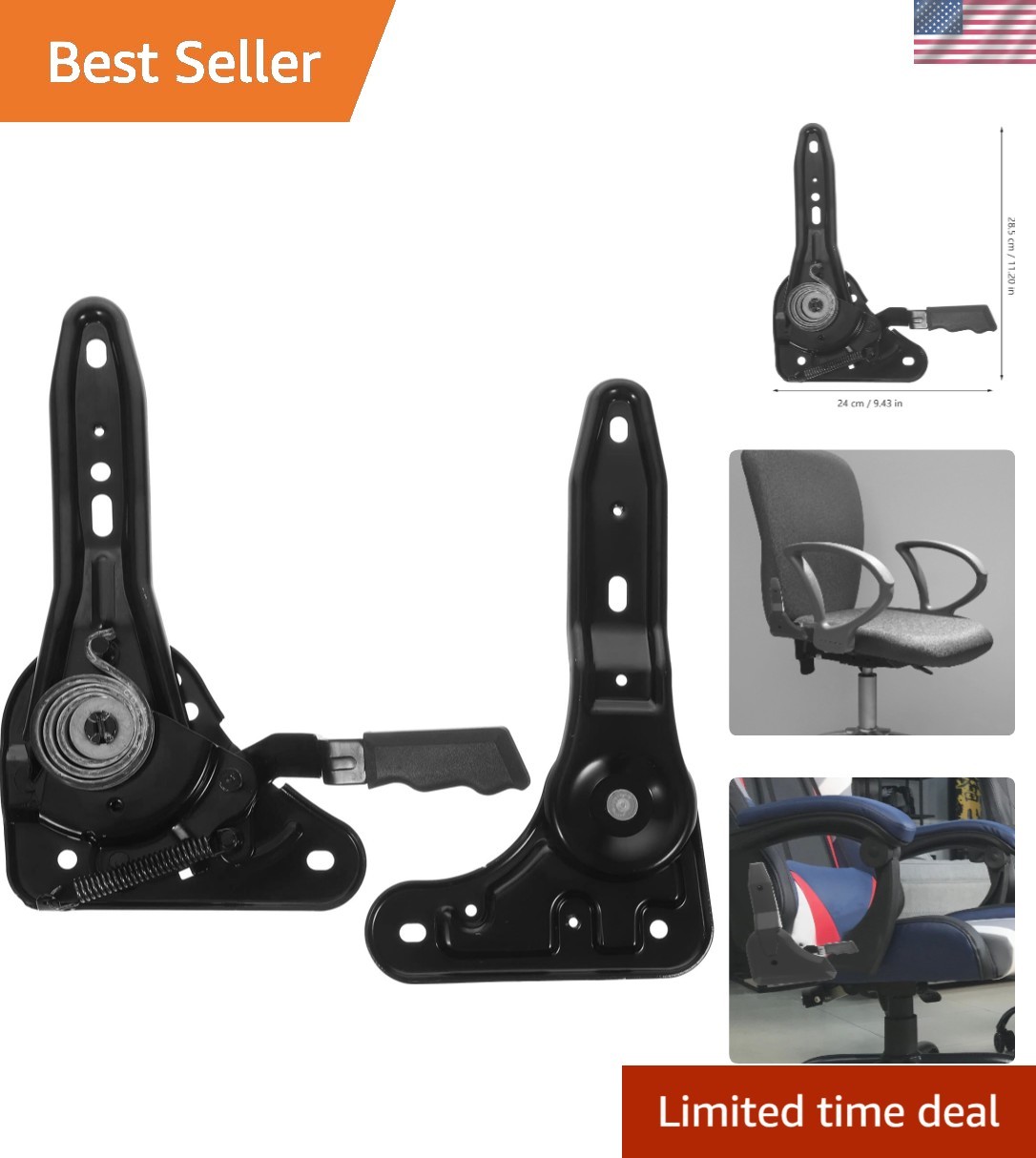 Metal Multi-Angle Chair Adjuster for Gaming & Office – 180° Swivel