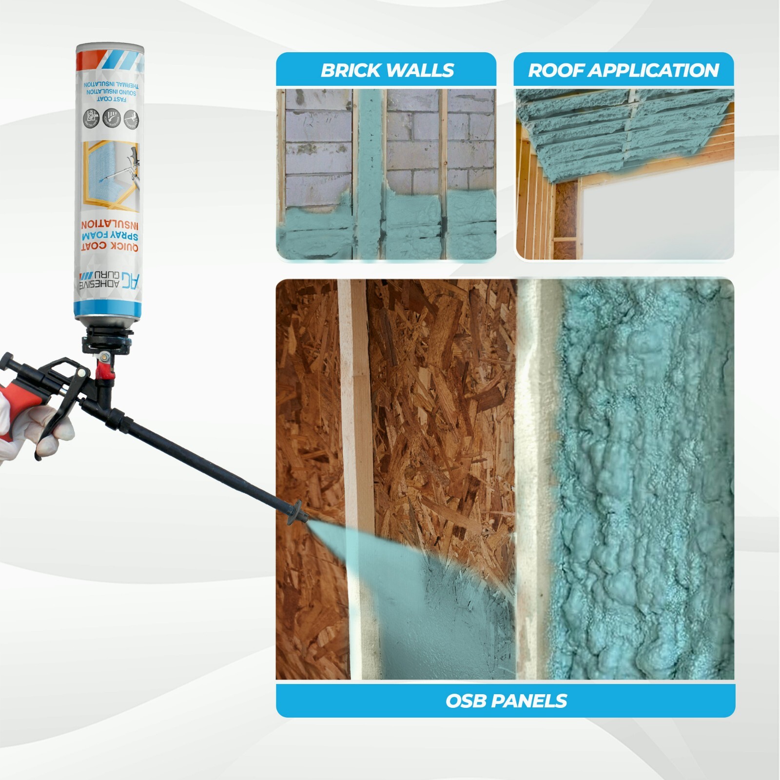 Adhesive Guru Spray Foam Insulation Kit (18 x 32.80 oz/930 gr – 360 Board feet),