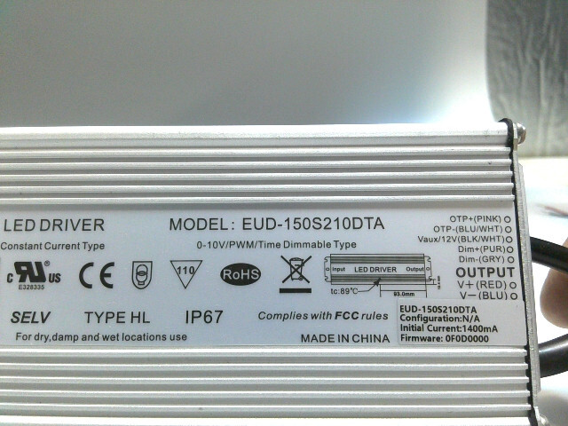 iNVENTRONICS EUD-150S210DTA 100 277Vac, 150W, 140 – 2100mA, 38-107V IP67 LED Dr